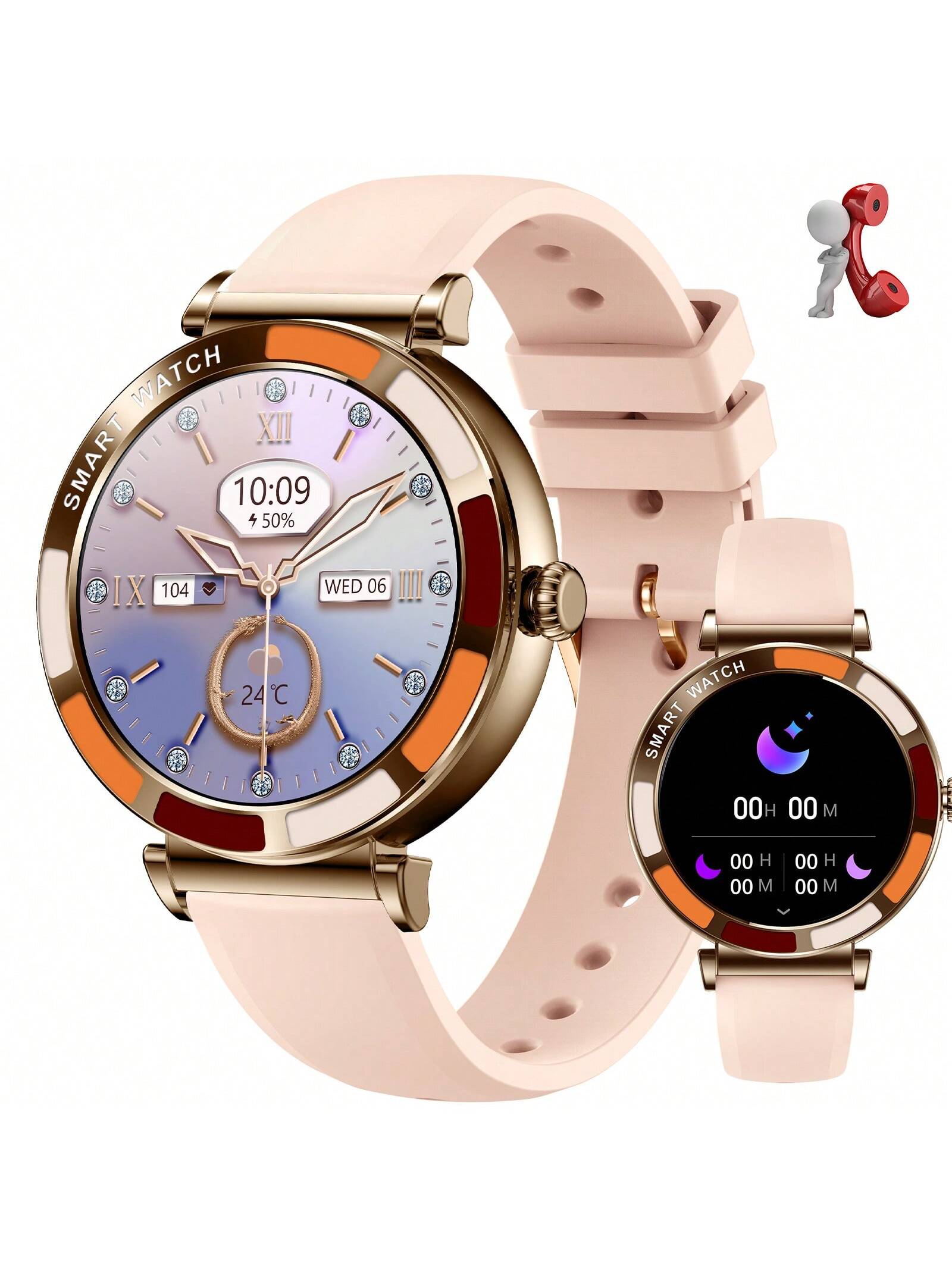 INEYES 2024 New Smartwatch For Women (Answer/Make Call) With 1.27'' HD Screen 100 Sport Modes Health Fitness Tracker Breathing Training/Sleep Monitor IP67 Waterproof Smart Watch Compatible With IOS Android IPhone