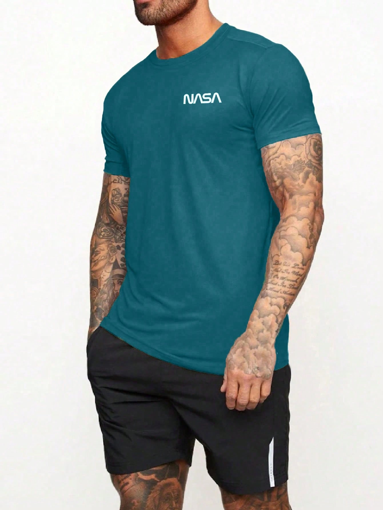 Manfinity Fitness Manfinity Fitness Boyfriend Style Men Letter Graphic Sports Tee Workout Tops Basic T Shirt Graphic Boyfriend Style Men T Shirt Boyfriend Style Men Joggers