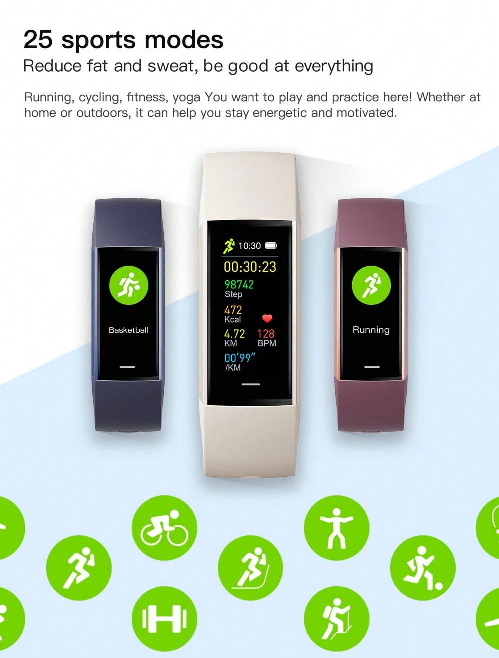 EFFEOKKI EFFEOKKI 1.1" AMOLED Fitness Tracker Smart Watch For Man Women Smart Bracelet Sport Band Waterproof Pedometer Heart Rate/Blood Pressure/Blood Oxygen Monitor Smartwatch