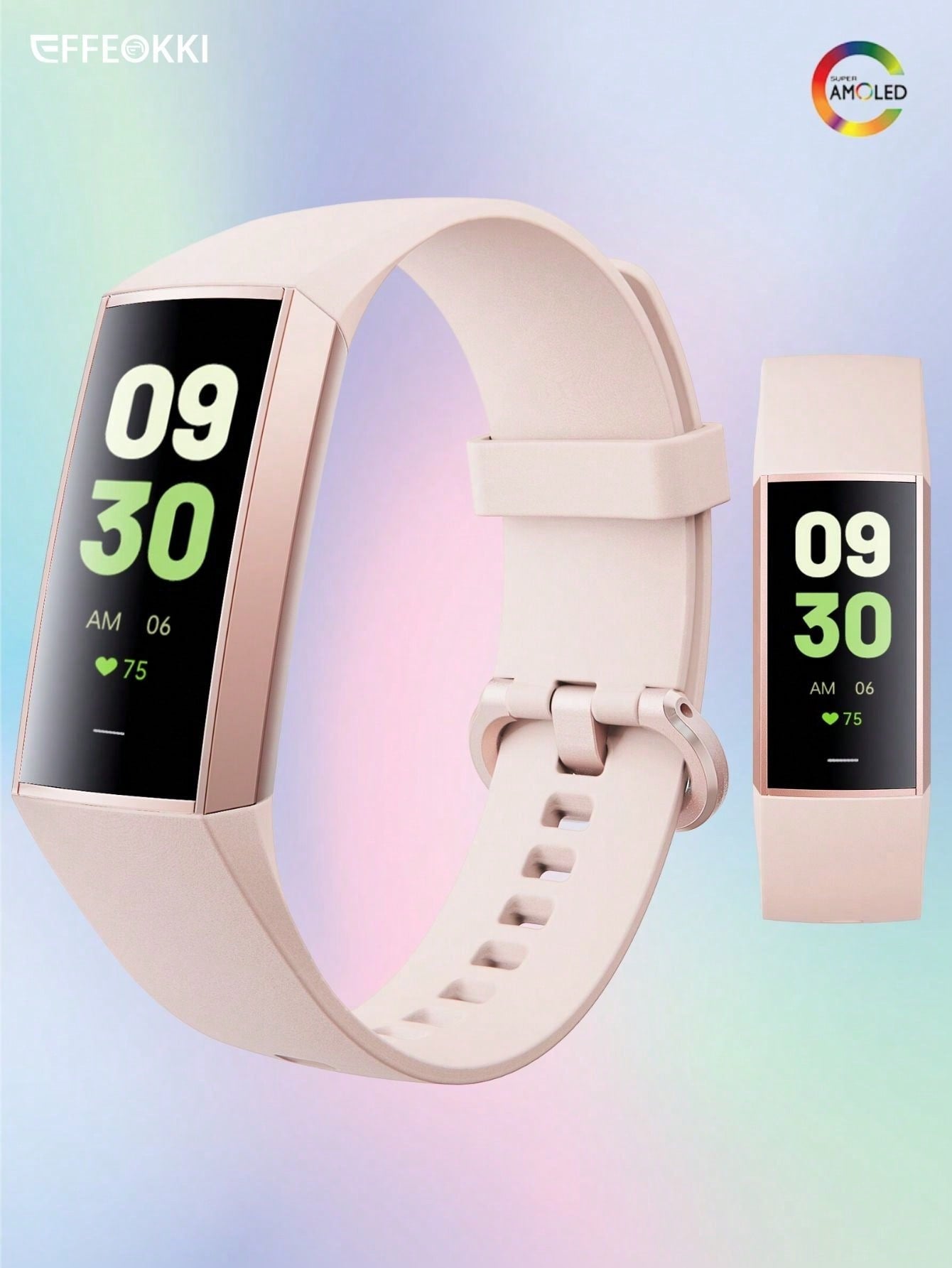 EFFEOKKI EFFEOKKI 1.1" AMOLED Fitness Tracker Smart Watch For Man Women Smart Bracelet Sport Band Waterproof Pedometer Heart Rate/Blood Pressure/Blood Oxygen Monitor Smartwatch