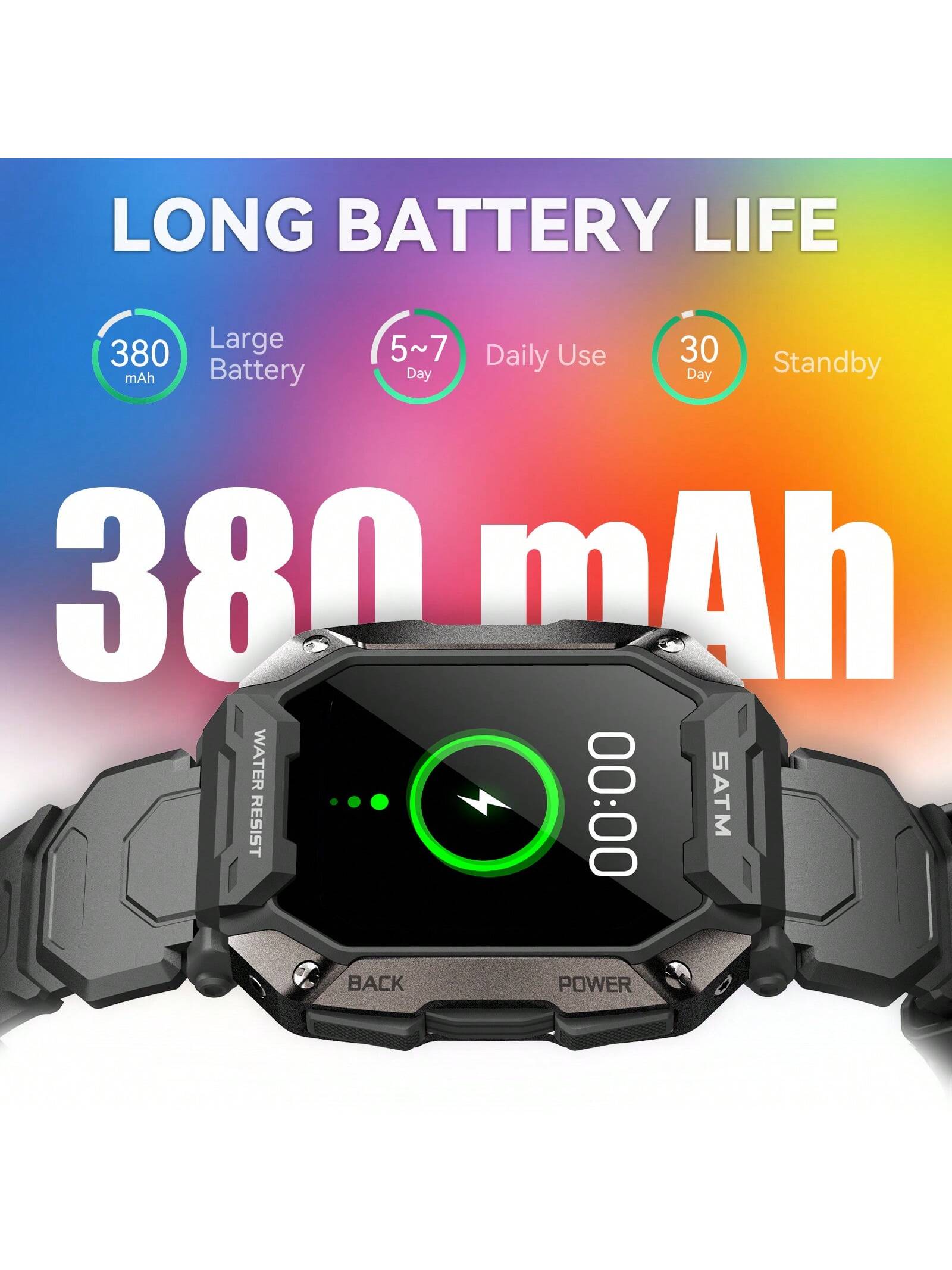 INEYES 50M Waterproof Smart Watches For Men 1.71" HD Rugged Tactical Sports Smartwatch Fitness Tracker With Heart Rate Sleep Monitor Outdoor Smart Watch Compatible With Android IOS