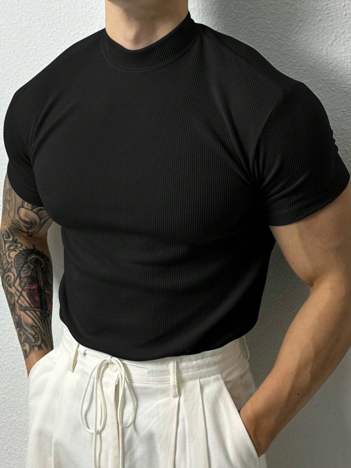 Manfinity Running Boyfriend Style Men's Plain Crew Neck Short Sleeve Casual Fitness Workout T-Shirt