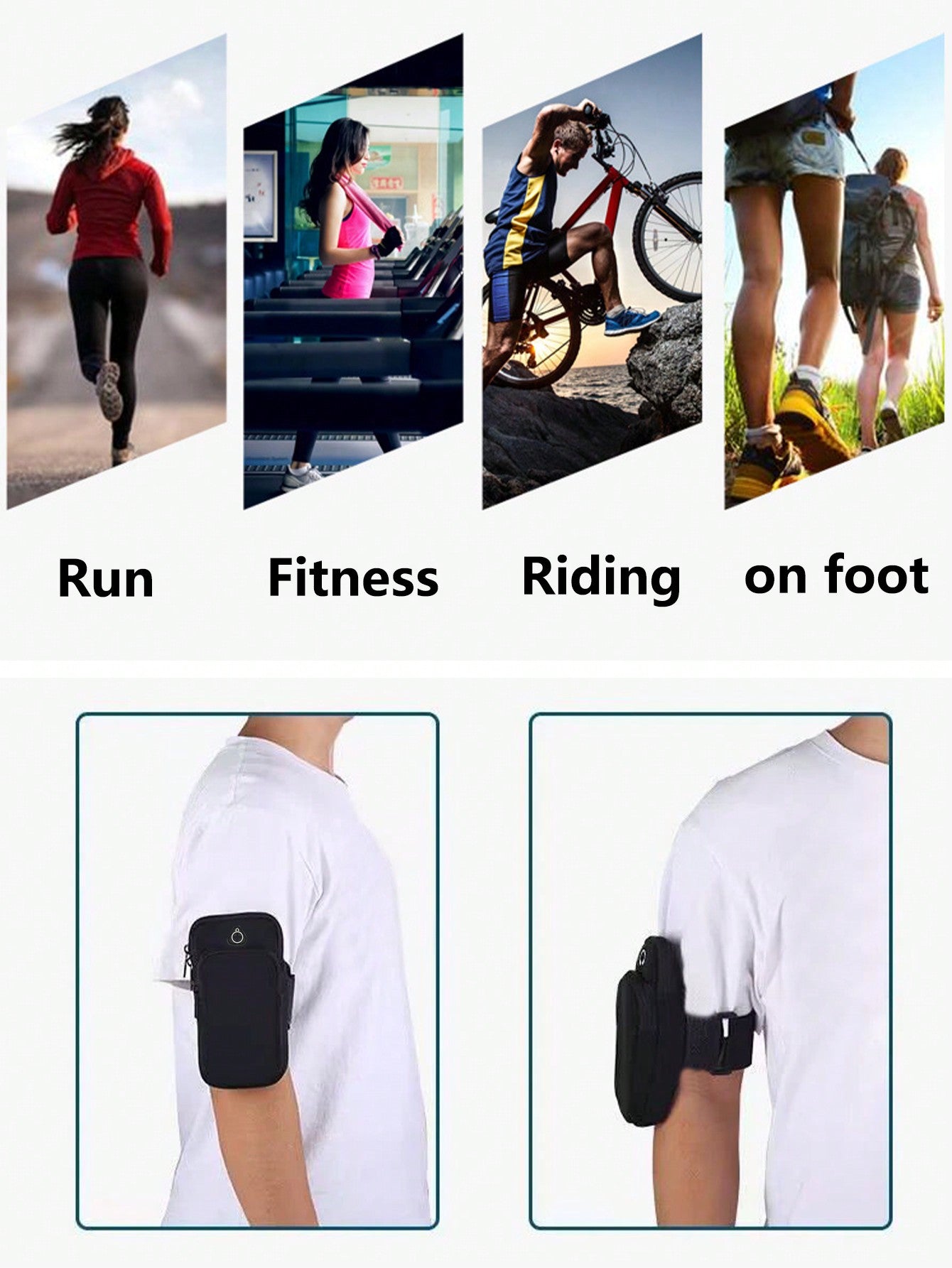 1pc Phone Holder For Running Armband IPhone 15 14 13 12 11 Pro Max XS XR X 8 7 6 Plus SE Mini Galaxy Ultra Edge S24 S23 S22 S21 S20 Note 20 10 Pouch Bag,Arm Band Sleeve Fit Sport Gym Hiking-Black