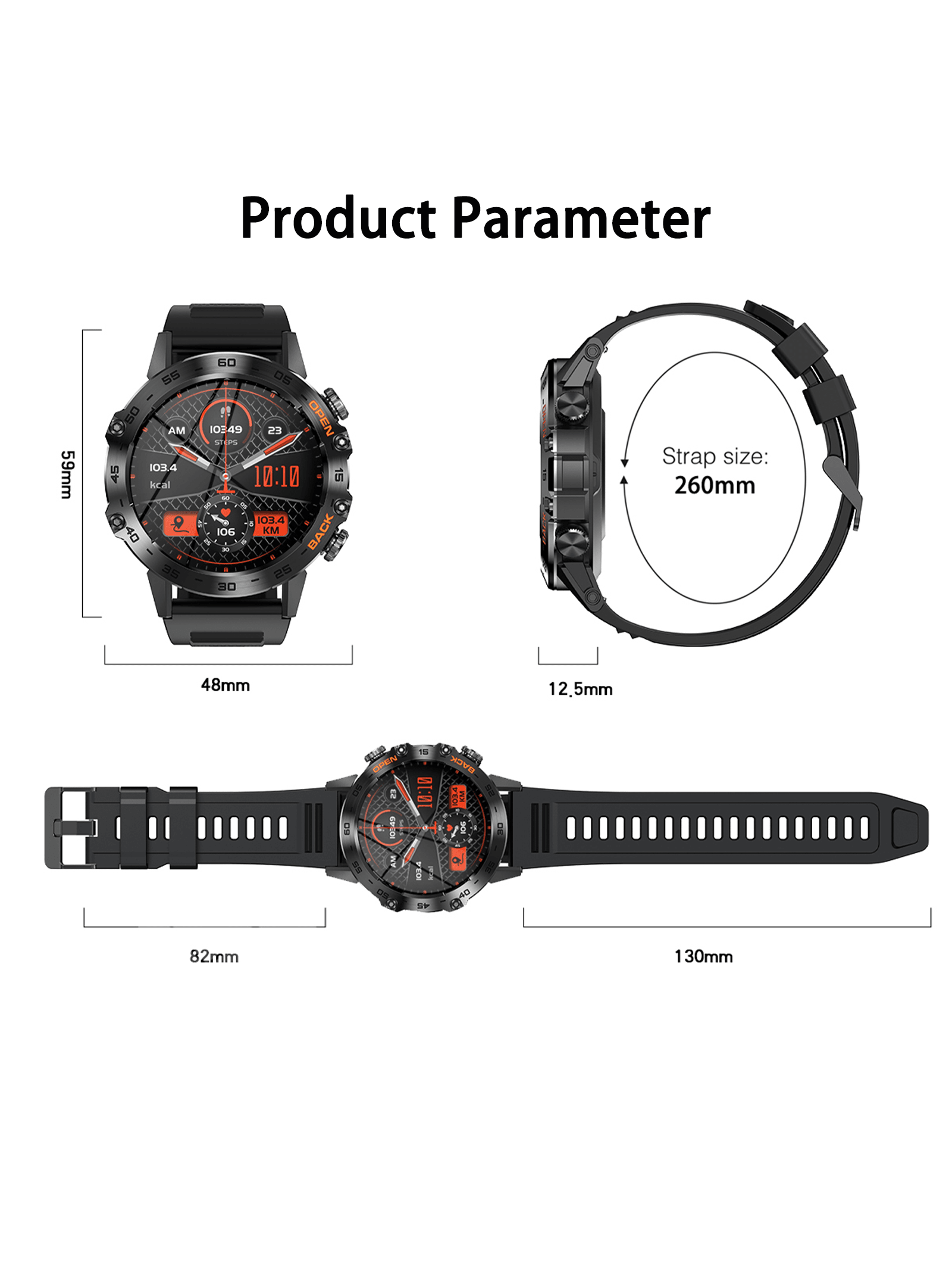 KELEEL 1pc Smart Watch For Men Answer/Make Calls 1.39" Smartwatch Voice Assistant Notification Fitness Watch Fitness Tracker Pedometer Watch With Heart Rate Monitor Sleep Tracker 100 Training Modes For Android IOS