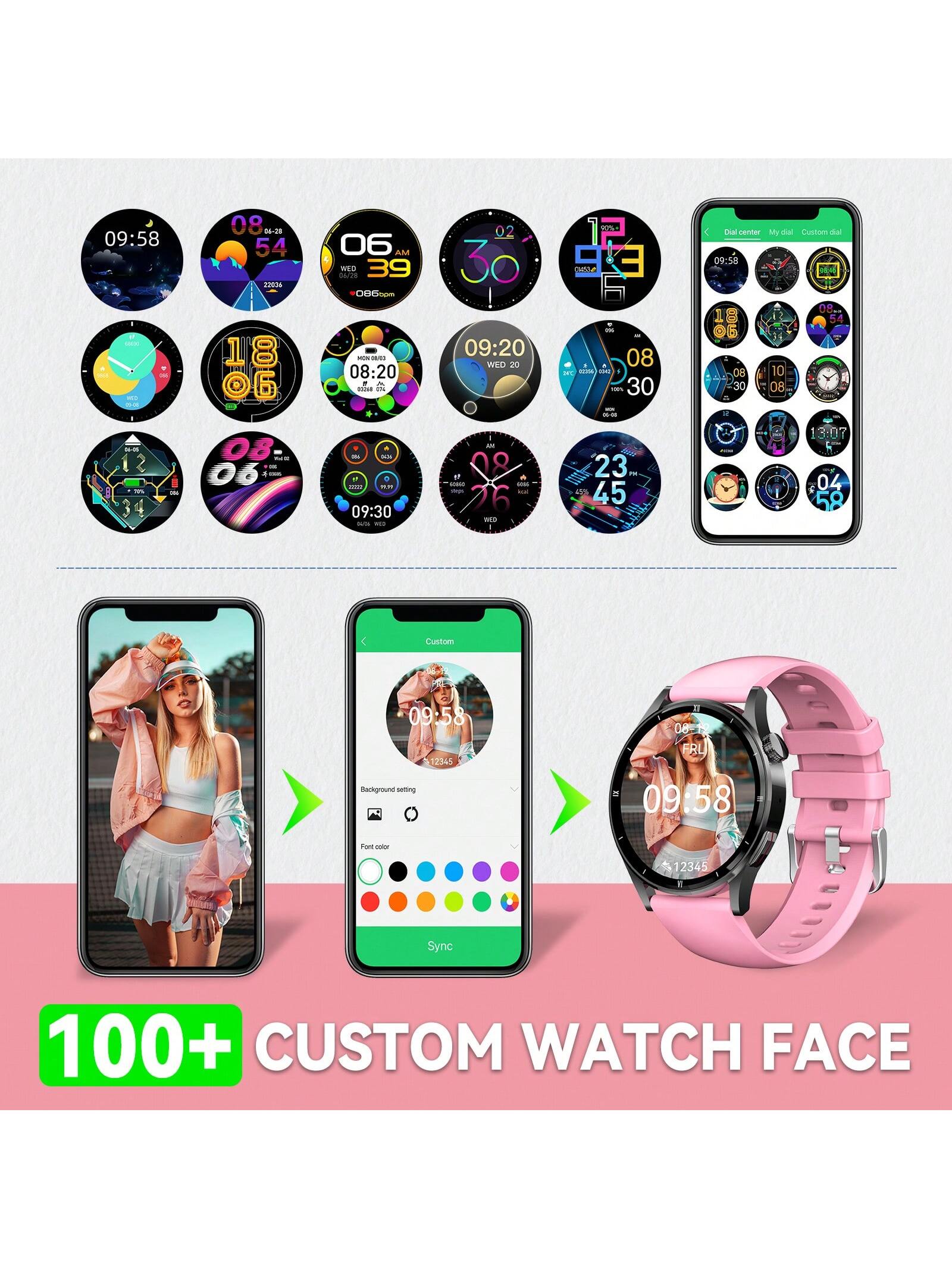 PAKRYS Smart Watch For Women Make/Answer Calls 1.32" HD Screen Fitness Tracker Watch With Sports Modes Heart Rate Sleep Monitor Smartwatch Compatible With IPhone Android
