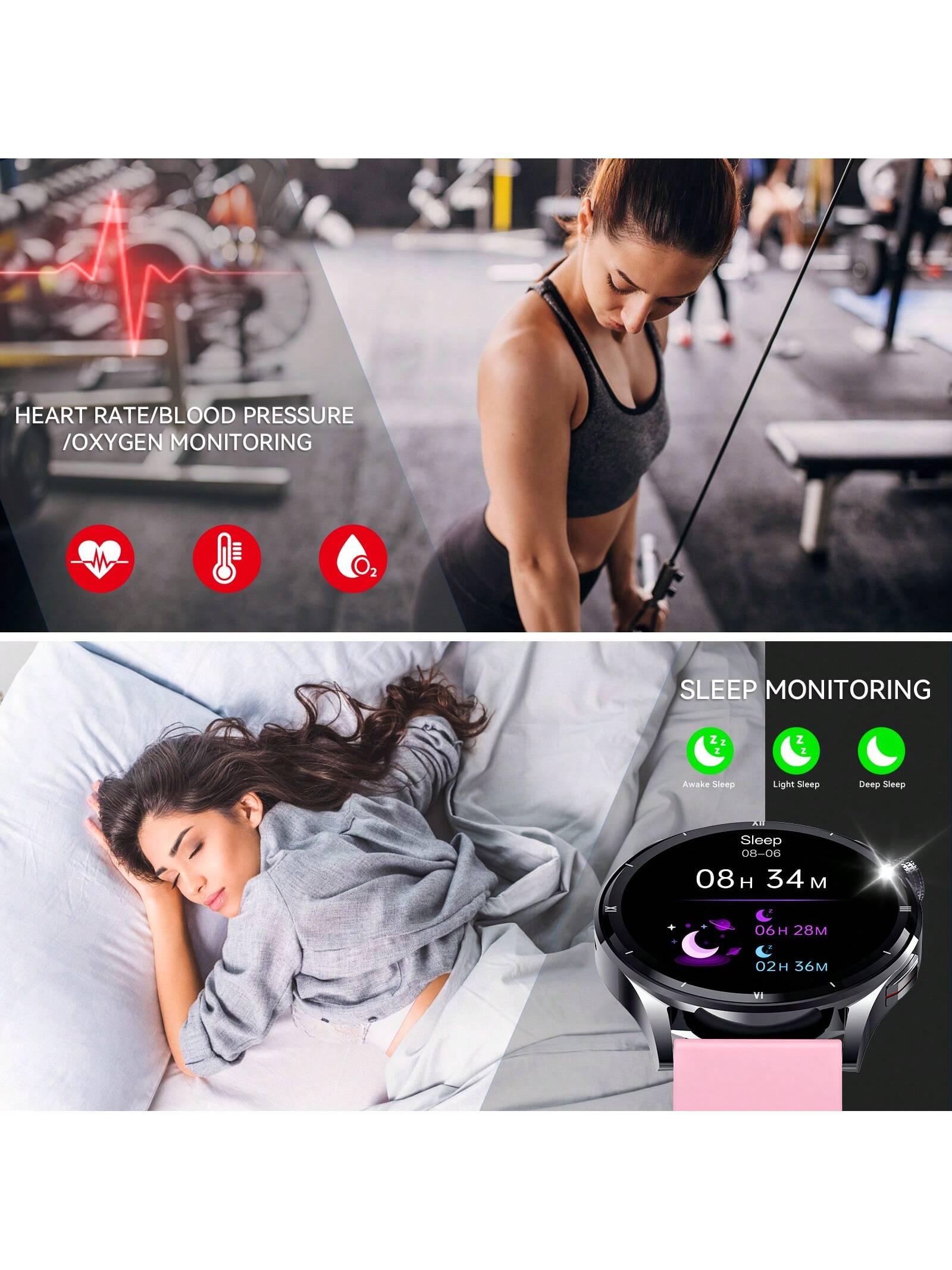 PAKRYS Smart Watch For Women Make/Answer Calls 1.32" HD Screen Fitness Tracker Watch With Sports Modes Heart Rate Sleep Monitor Smartwatch Compatible With IPhone Android