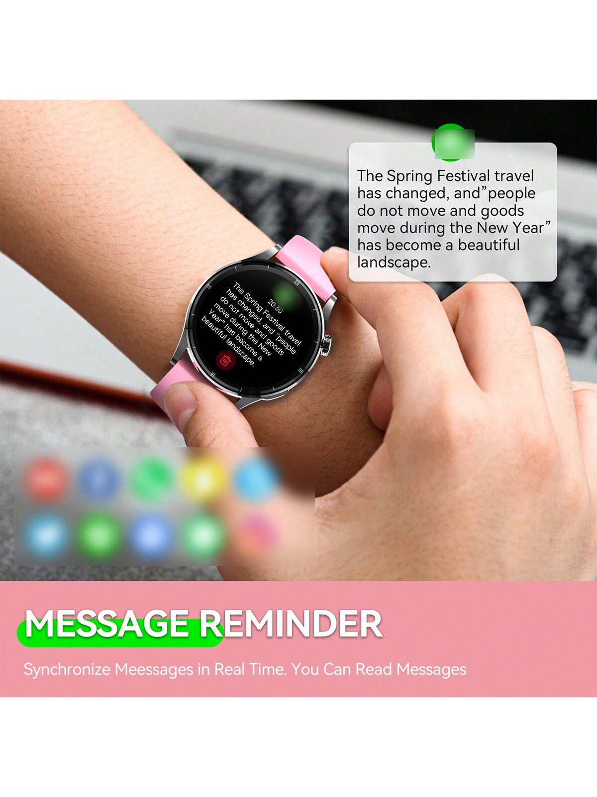 PAKRYS Smart Watch For Women Make/Answer Calls 1.32" HD Screen Fitness Tracker Watch With Sports Modes Heart Rate Sleep Monitor Smartwatch Compatible With IPhone Android