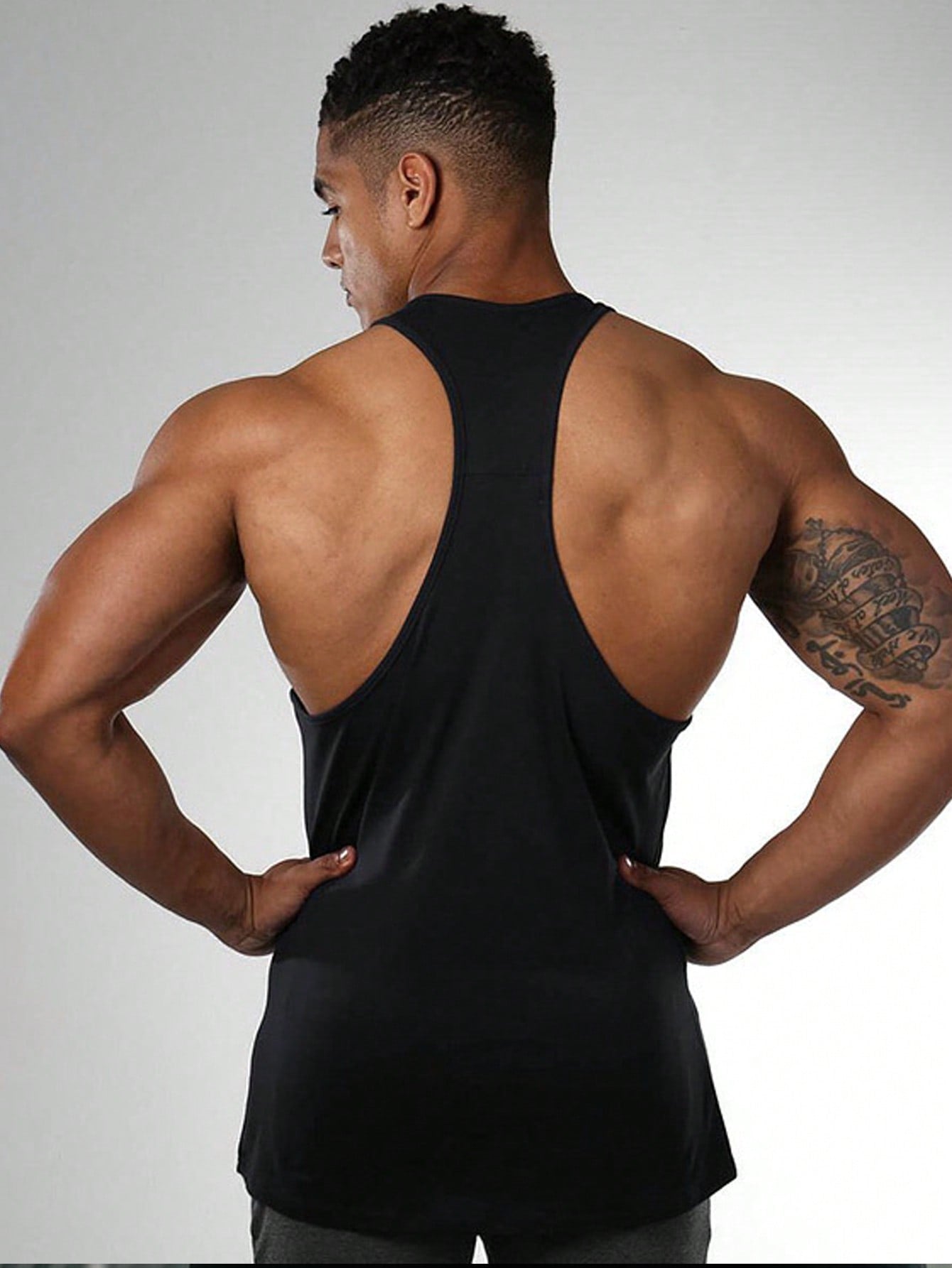 Boyfriend Style Men's Round Neck Printed Racerback Fashionable And Simple Sports Outdoor Leisure Vest