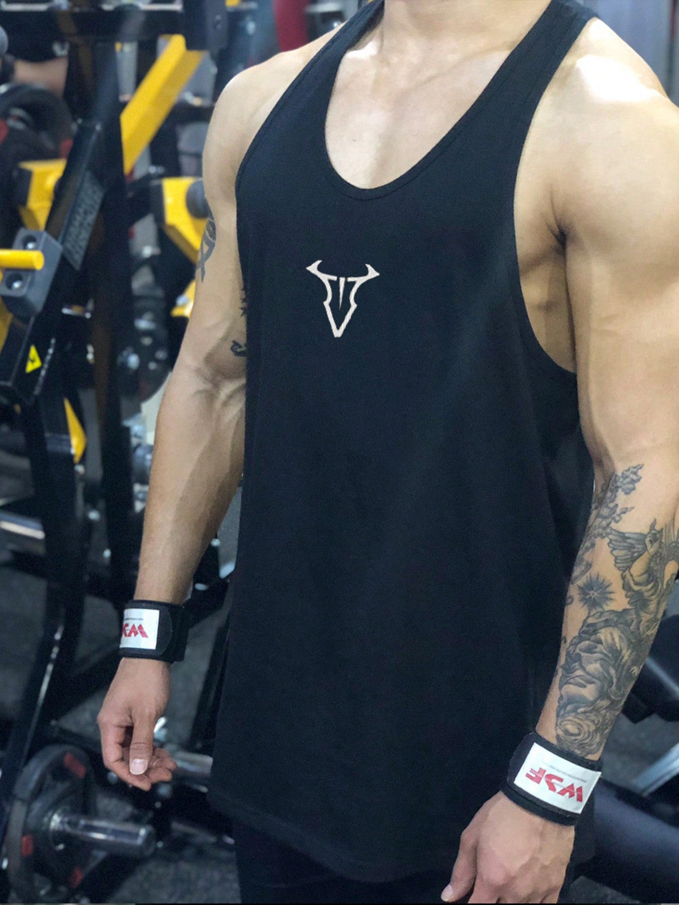Boyfriend Style Men's Round Neck Printed Racerback Fashionable And Simple Sports Outdoor Leisure Vest