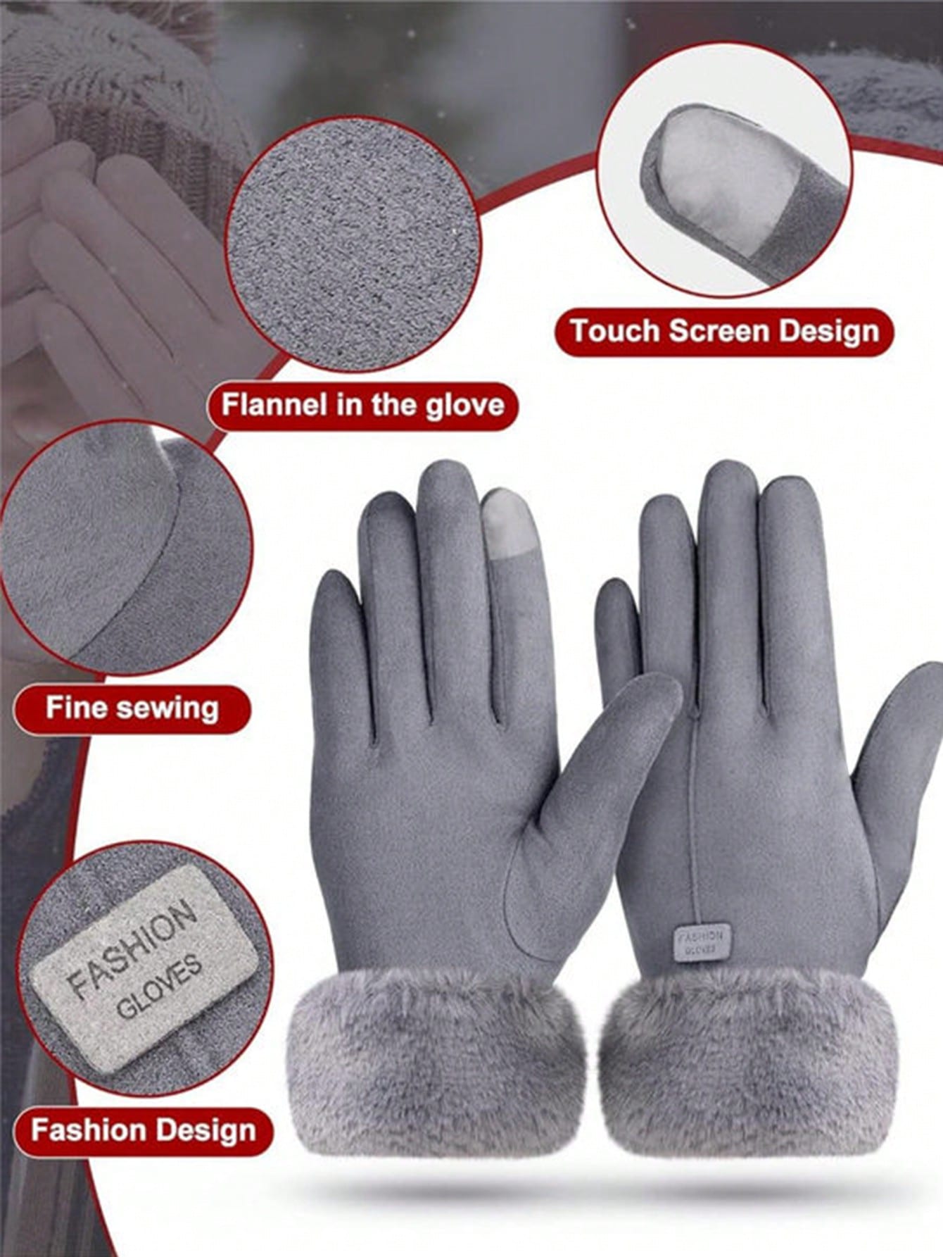 1/2 Pairs Fashion Women Gloves Autumn Winter Cute Furry Warm Mitts Full Finger Mittens Women Outdoor Sport Female Gloves Screen Christmas And Thanksgiving Gifts For Family