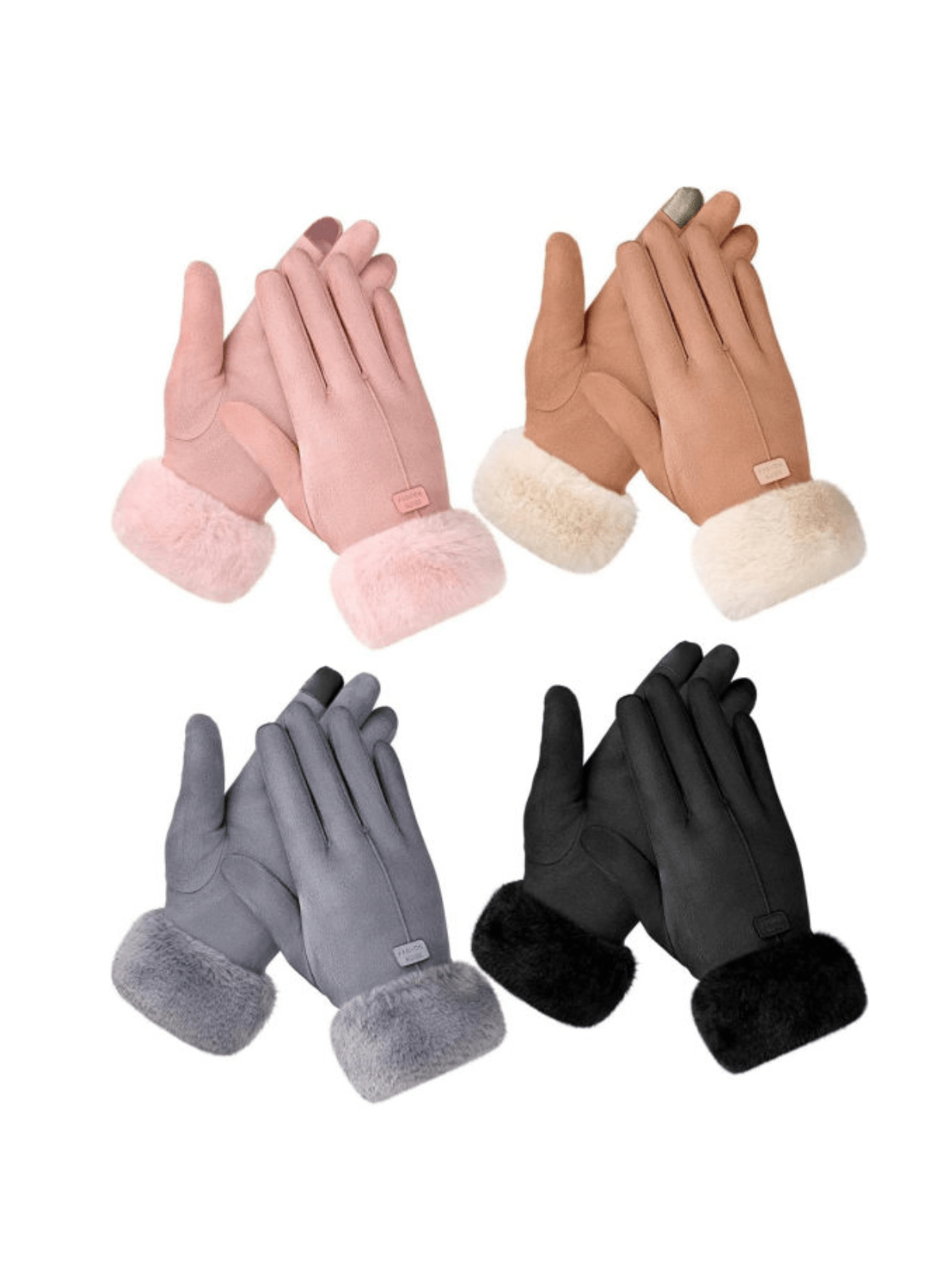 1/2 Pairs Fashion Women Gloves Autumn Winter Cute Furry Warm Mitts Full Finger Mittens Women Outdoor Sport Female Gloves Screen Christmas And Thanksgiving Gifts For Family