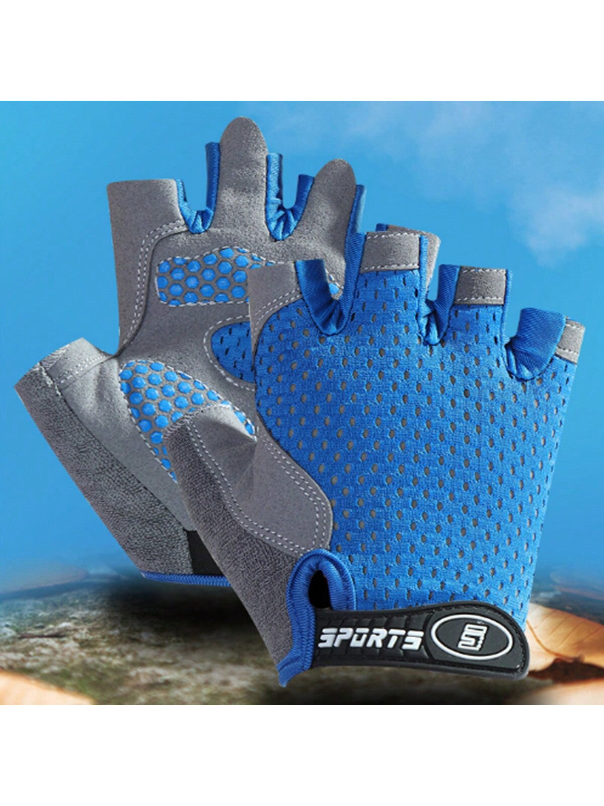 1 Pair Unisex Teen Breathable Anti-Slip Half Finger Gloves For Sports, Cycling, Workout