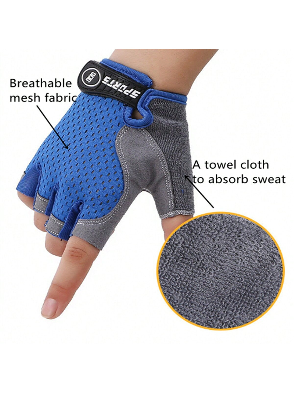 1 Pair Unisex Teen Breathable Anti-Slip Half Finger Gloves For Sports, Cycling, Workout