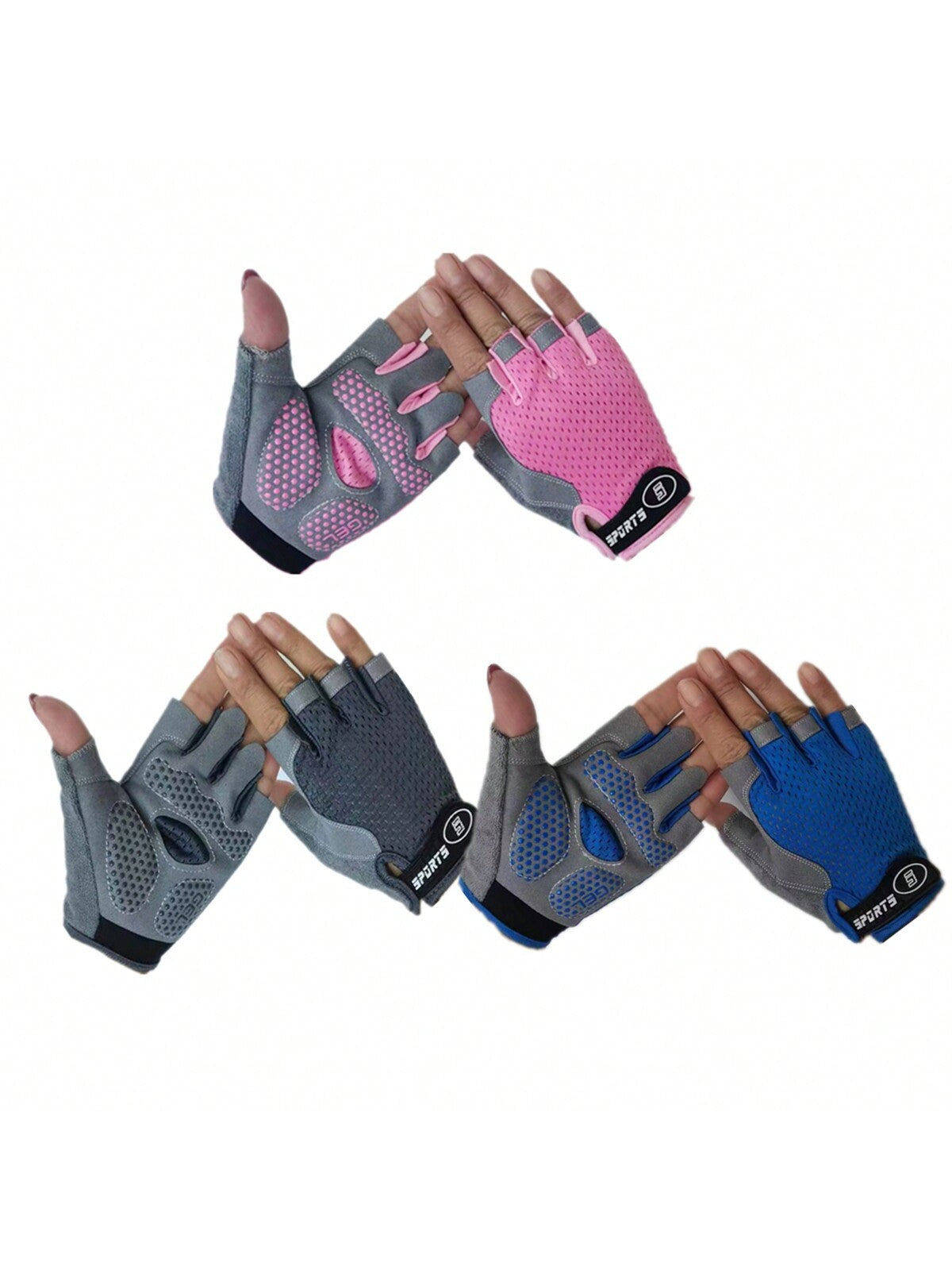 1 Pair Unisex Teen Breathable Anti-Slip Half Finger Gloves For Sports, Cycling, Workout