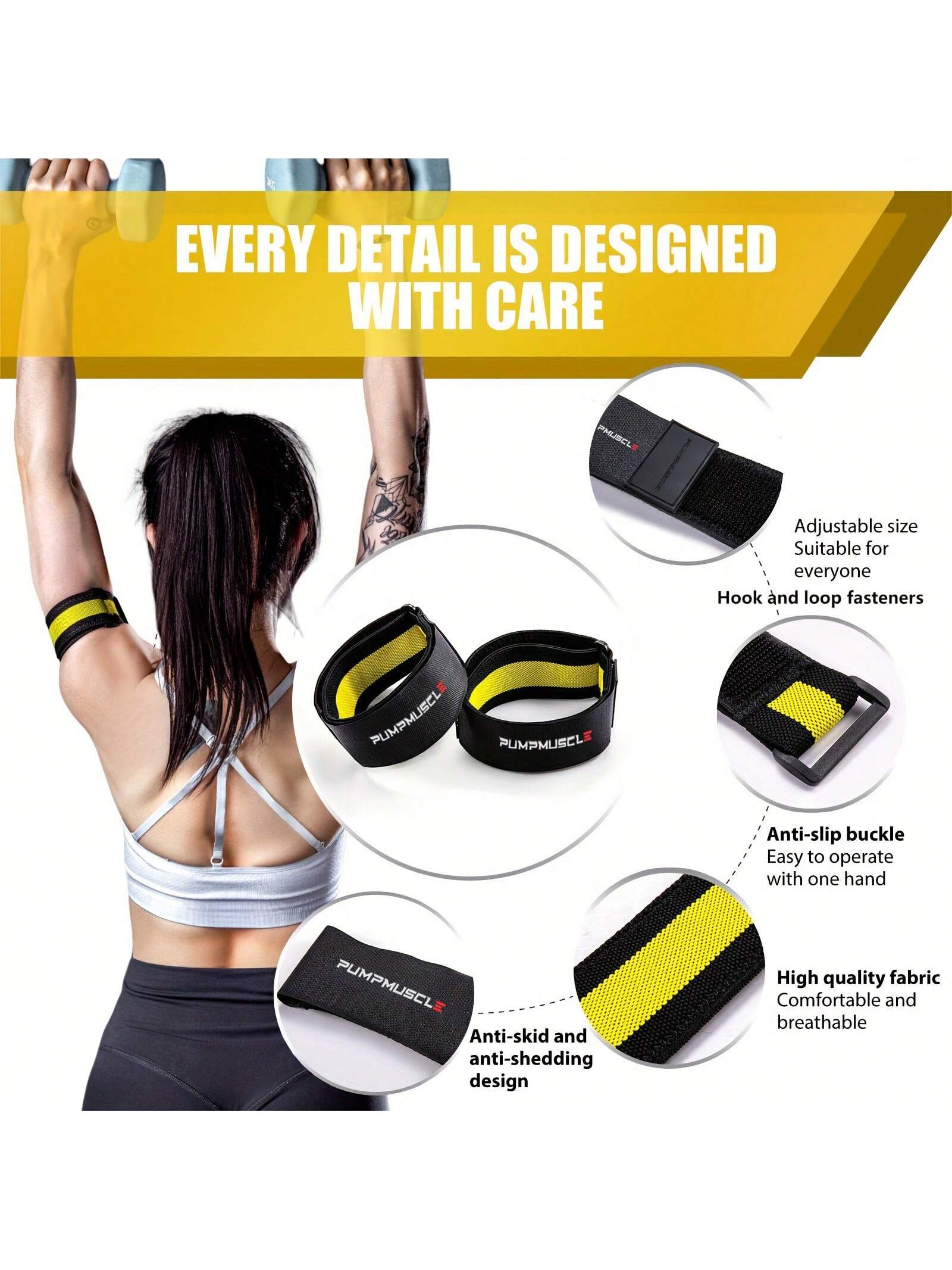 2pcs Occlusion Resistance Bands For Exercising Butt, Squat,Thigh, Arms,Brf Bands,Gain Muscle Without Heavy Weight Lifting,Quick-Release Elastic Strap