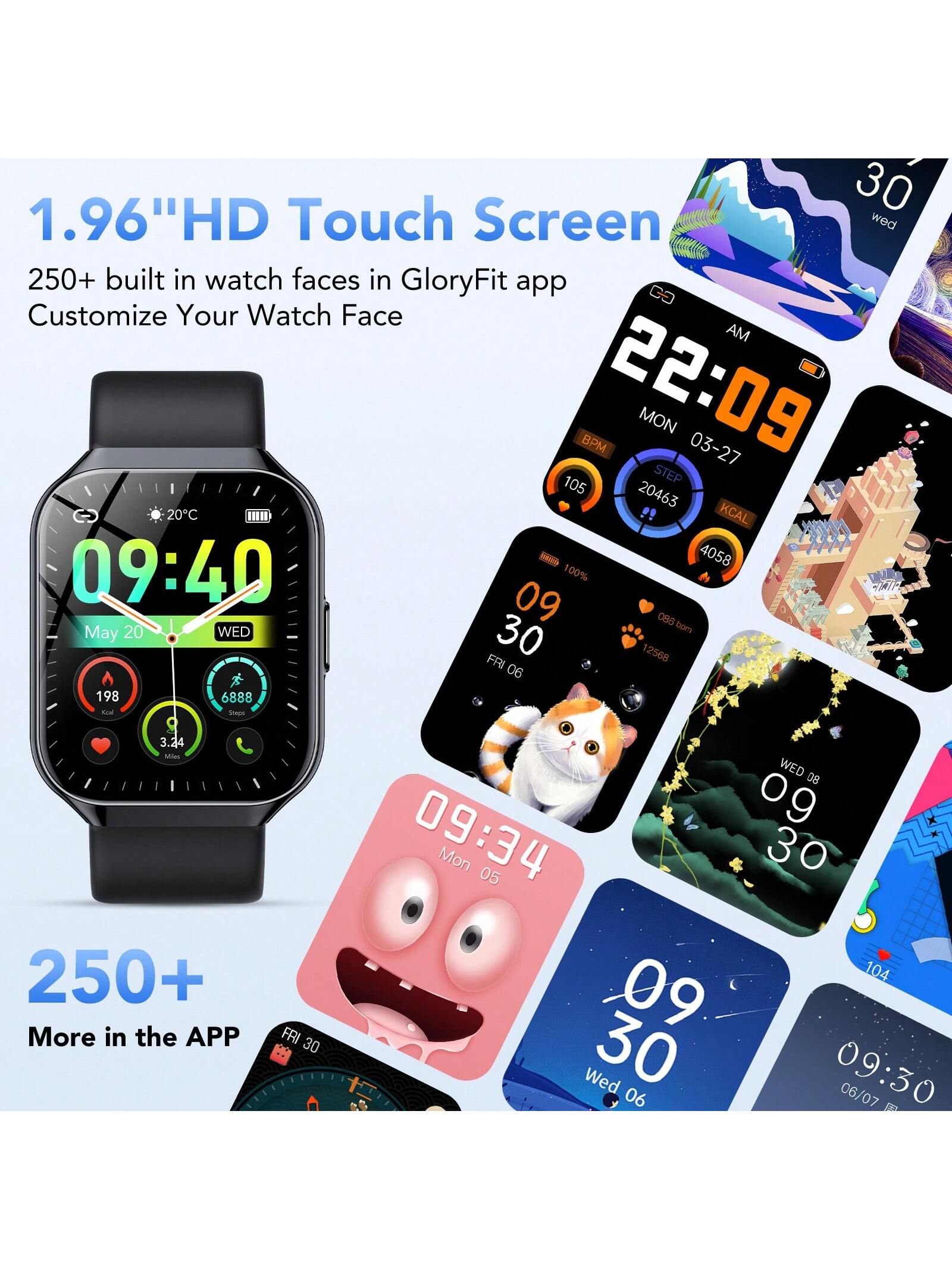 IKT P98 1.96" HD Display SmartWatch - Advanced Fitness Tracker With 100 Sports Modes, Wireless Call, Sleep Monitor, Game, Calculator - Compatible With Android, IPhone, And IOS Devices