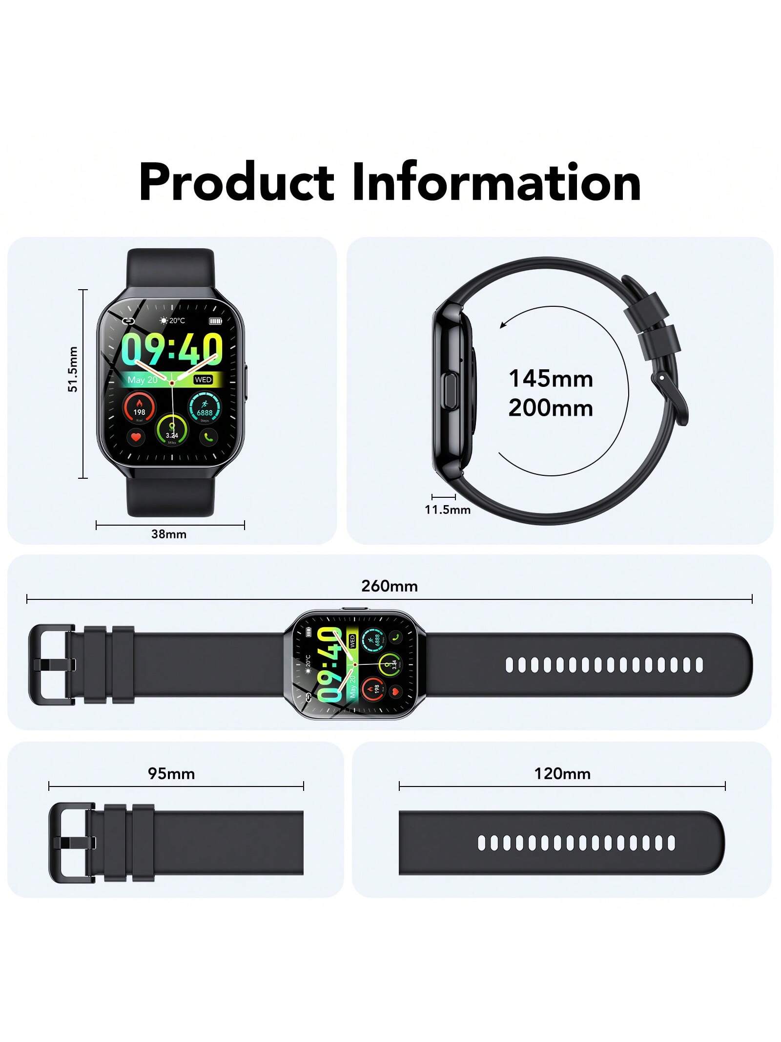 IKT P98 1.96" HD Display SmartWatch - Advanced Fitness Tracker With 100 Sports Modes, Wireless Call, Sleep Monitor, Game, Calculator - Compatible With Android, IPhone, And IOS Devices