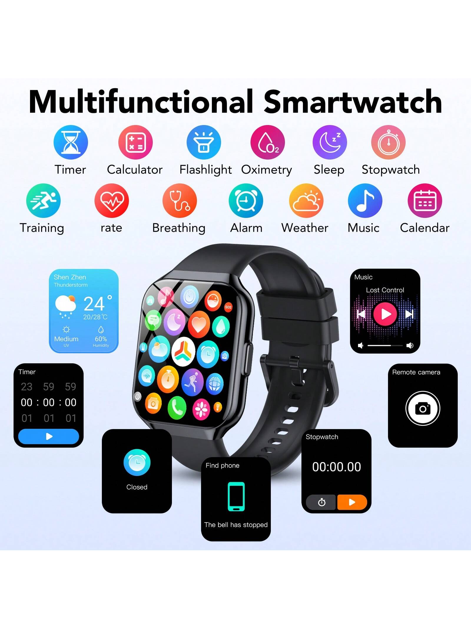IKT P98 1.96" HD Display SmartWatch - Advanced Fitness Tracker With 100 Sports Modes, Wireless Call, Sleep Monitor, Game, Calculator - Compatible With Android, IPhone, And IOS Devices