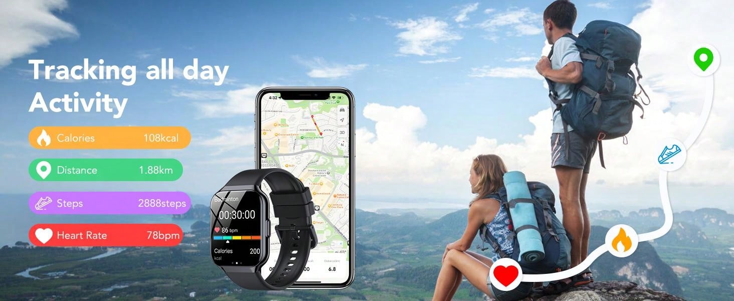 IKT P98 1.96" HD Display SmartWatch - Advanced Fitness Tracker With 100 Sports Modes, Wireless Call, Sleep Monitor, Game, Calculator - Compatible With Android, IPhone, And IOS Devices