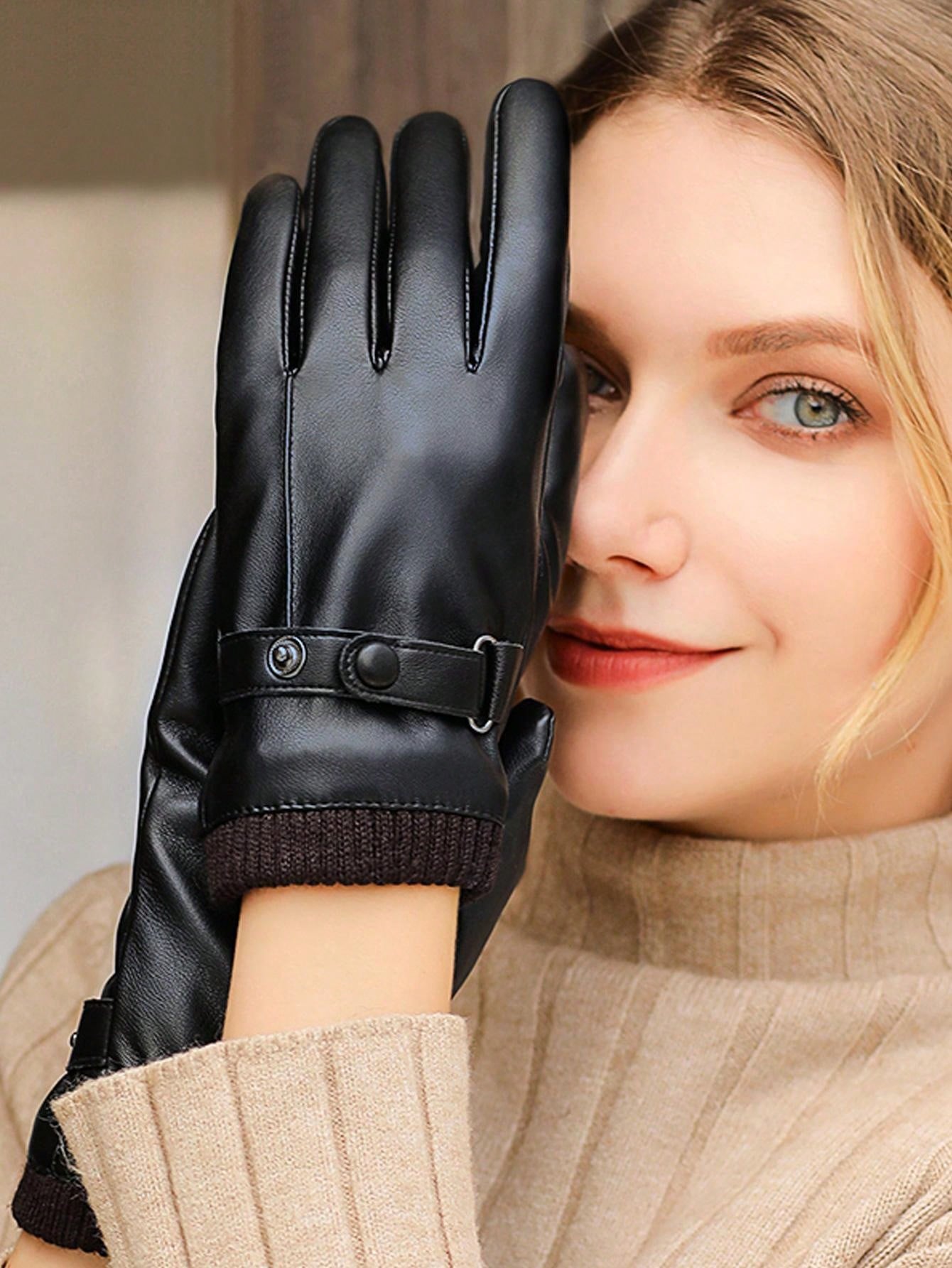 Women Winter Warm Fleece Lined Windproof Touchscreen Gloves For Motorcycle Cycling