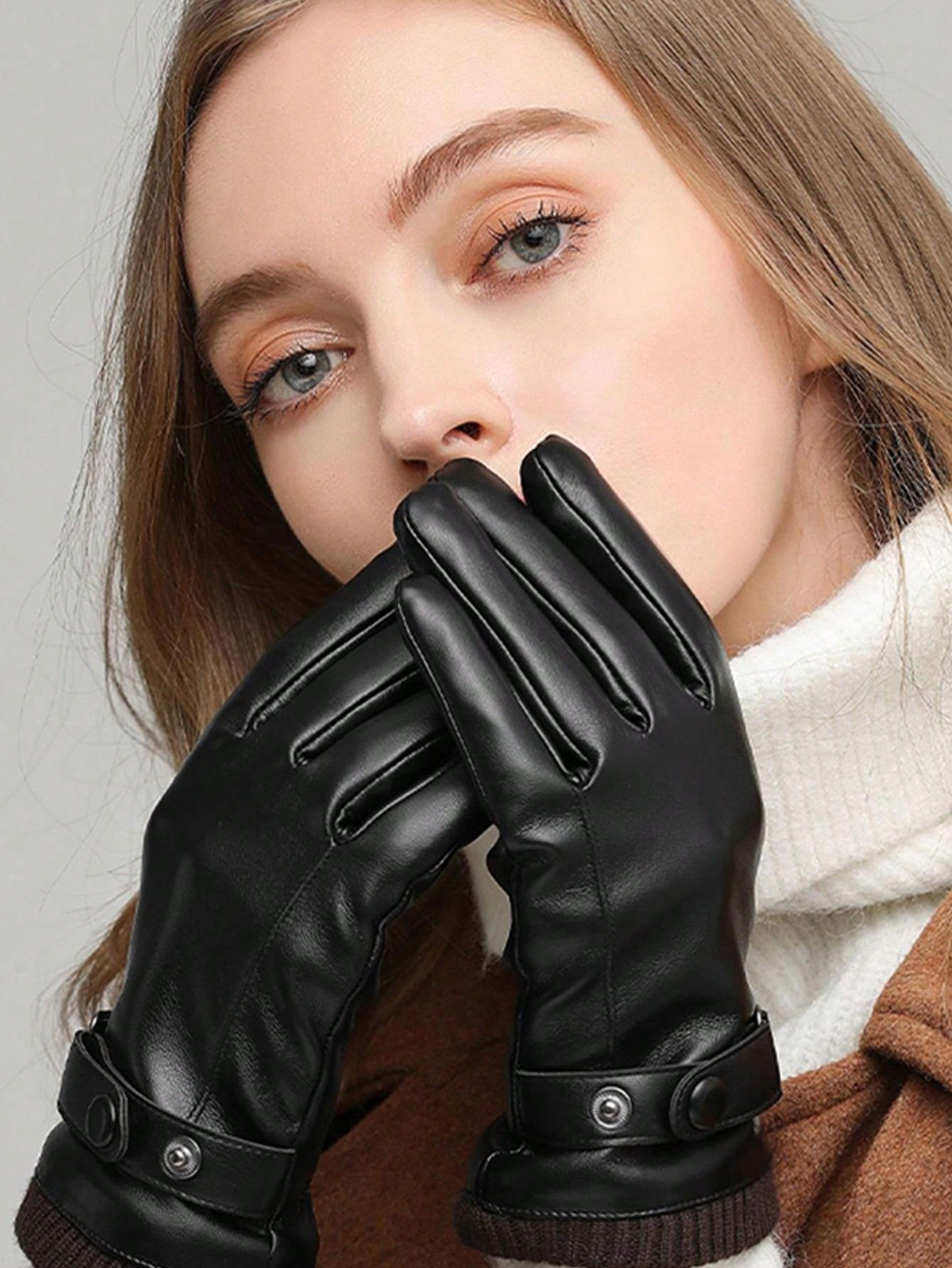 Women Winter Warm Fleece Lined Windproof Touchscreen Gloves For Motorcycle Cycling