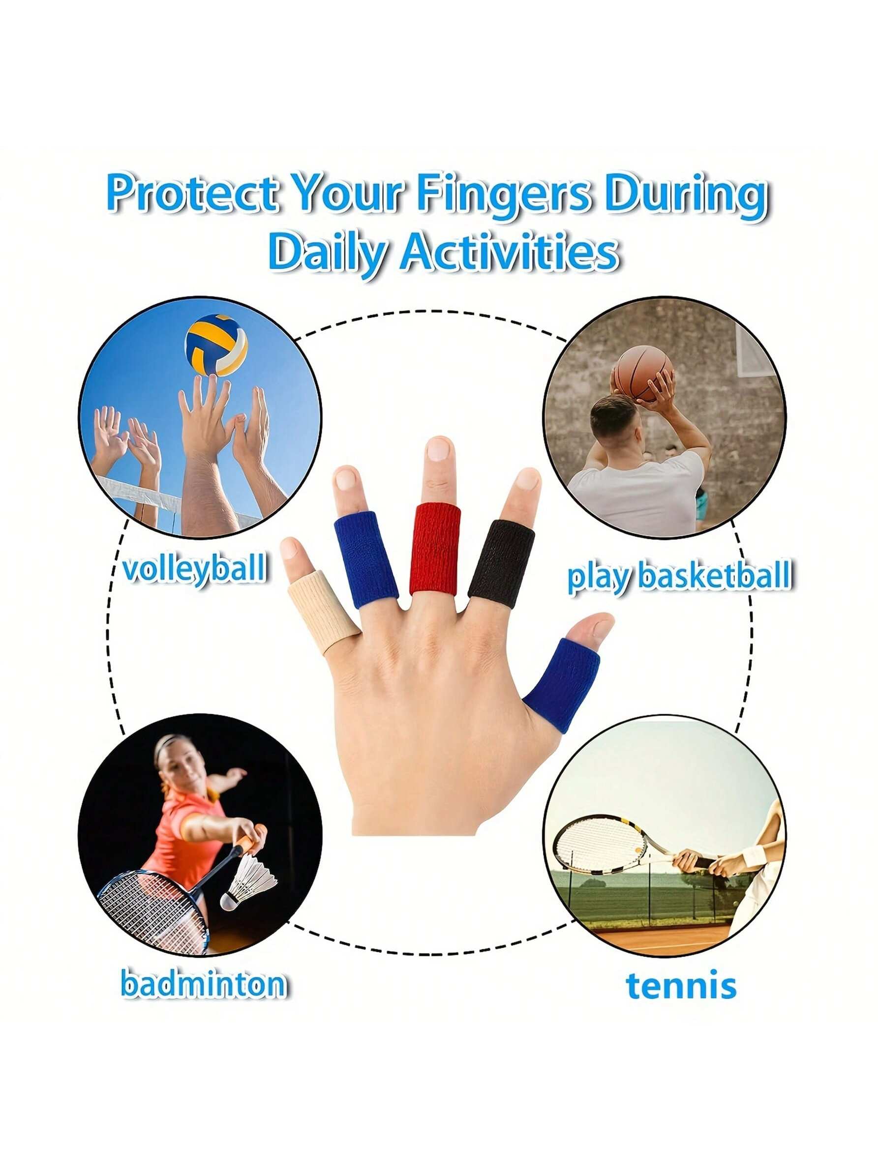 5PCS Finger Arthritis Sleeves, Elastic Thumb Splint Support Protector, Finger Compression Sleeve For Arthritis Joint, Breathable Finger Tape For Trigger Finger Sports Support