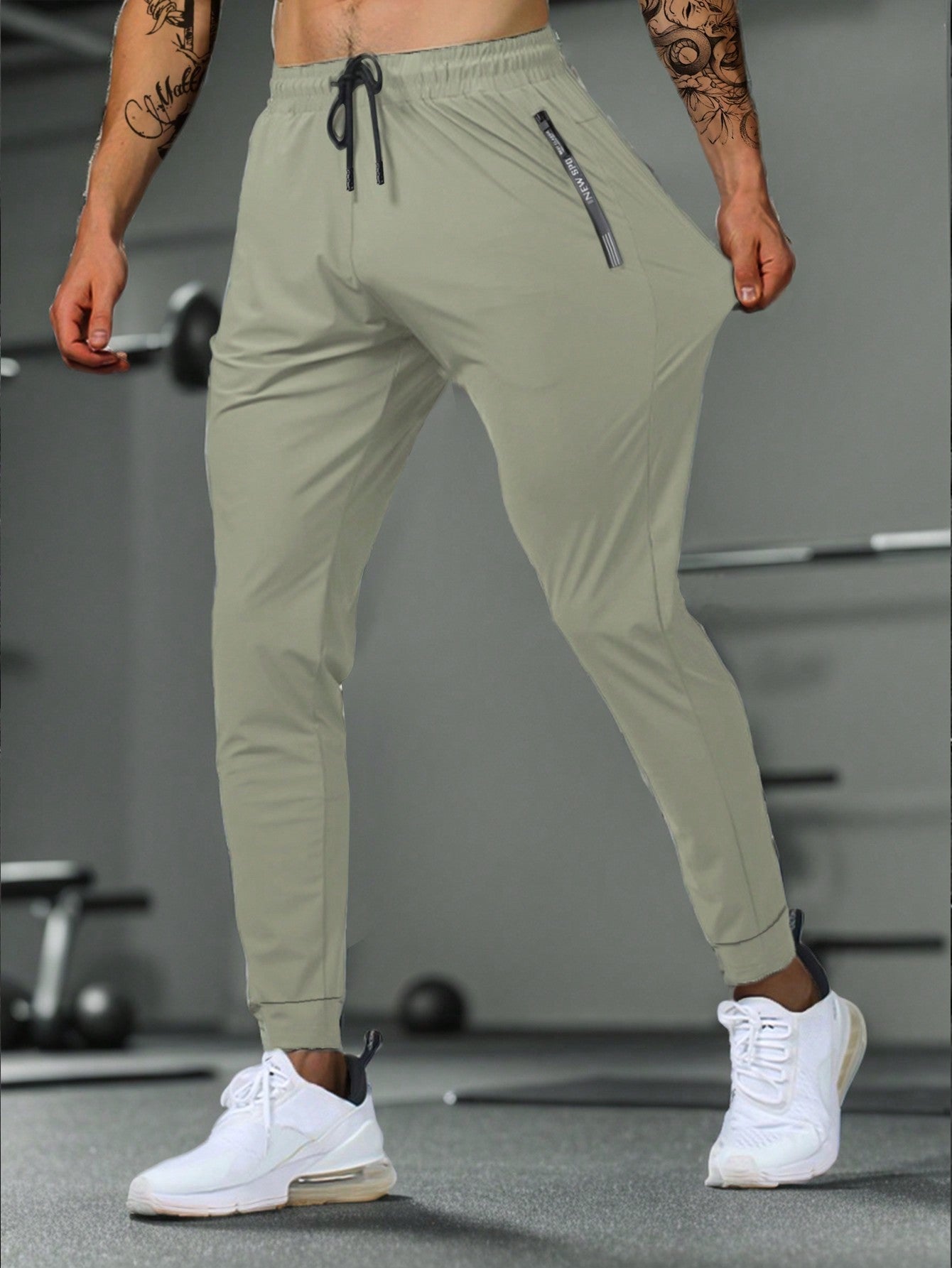 Summer Boyfriend Style Men High Elasticity Comfortable Zipper Pocket Adjustable Waist Ideal For Exercise And Training Machine Washable Casual Long Pants