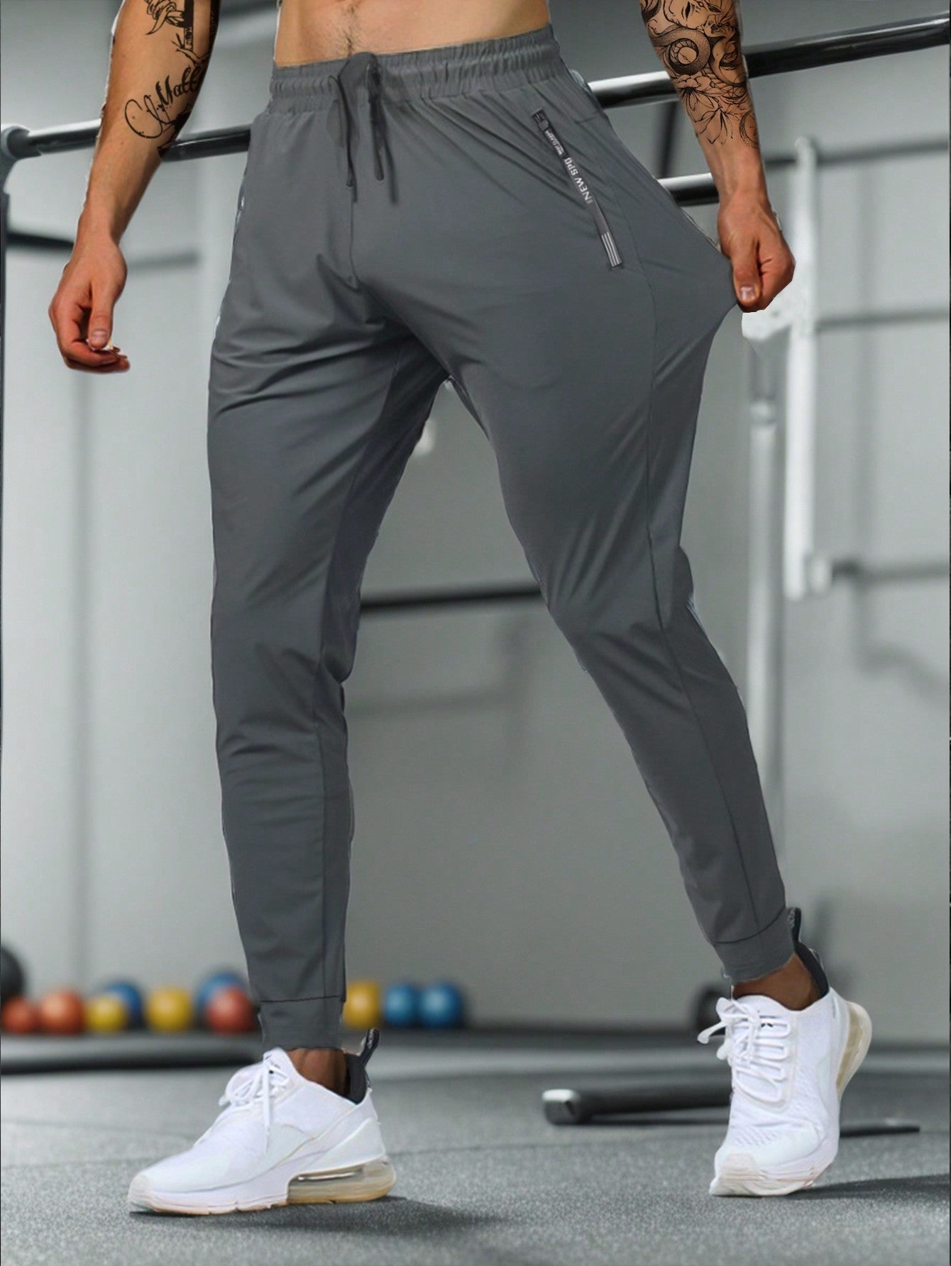 Summer Boyfriend Style Men High Elasticity Comfortable Zipper Pocket Adjustable Waist Ideal For Exercise And Training Machine Washable Casual Long Pants
