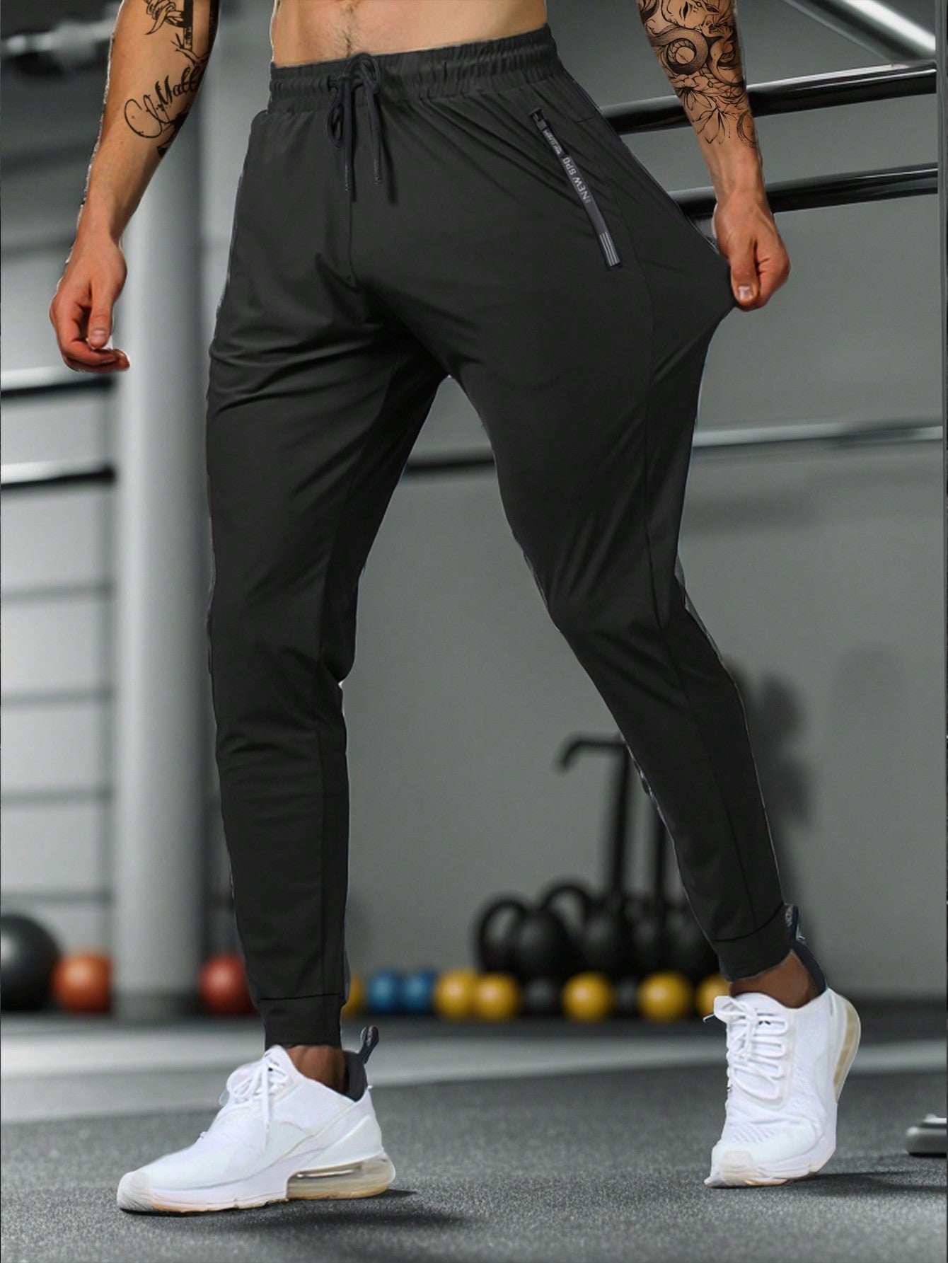 Summer Boyfriend Style Men High Elasticity Comfortable Zipper Pocket Adjustable Waist Ideal For Exercise And Training Machine Washable Casual Long Pants