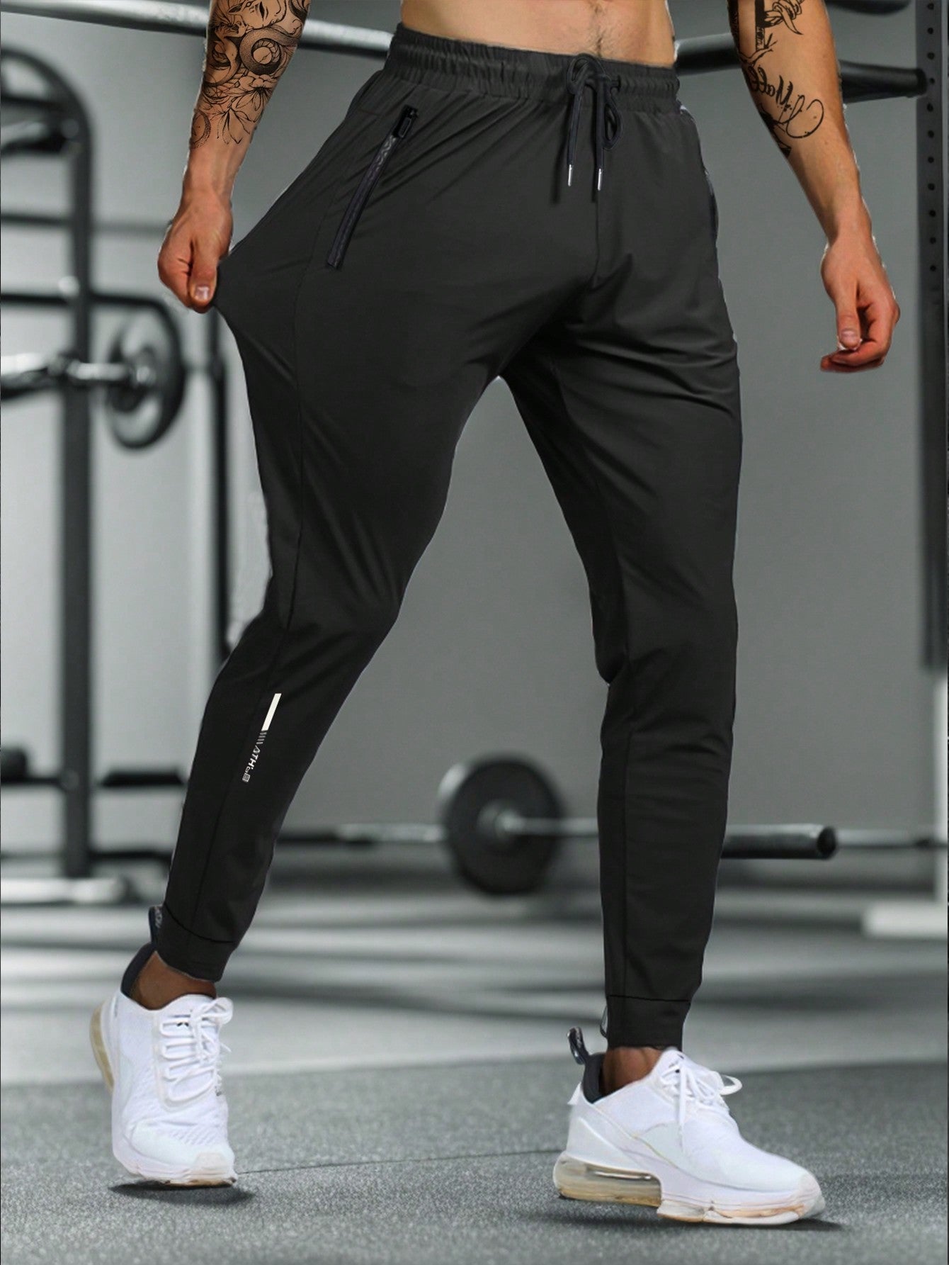 Summer Boyfriend Style Men High Elasticity Comfortable Zipper Pocket Adjustable Waist Ideal For Exercise And Training Machine Washable Casual Long Pants