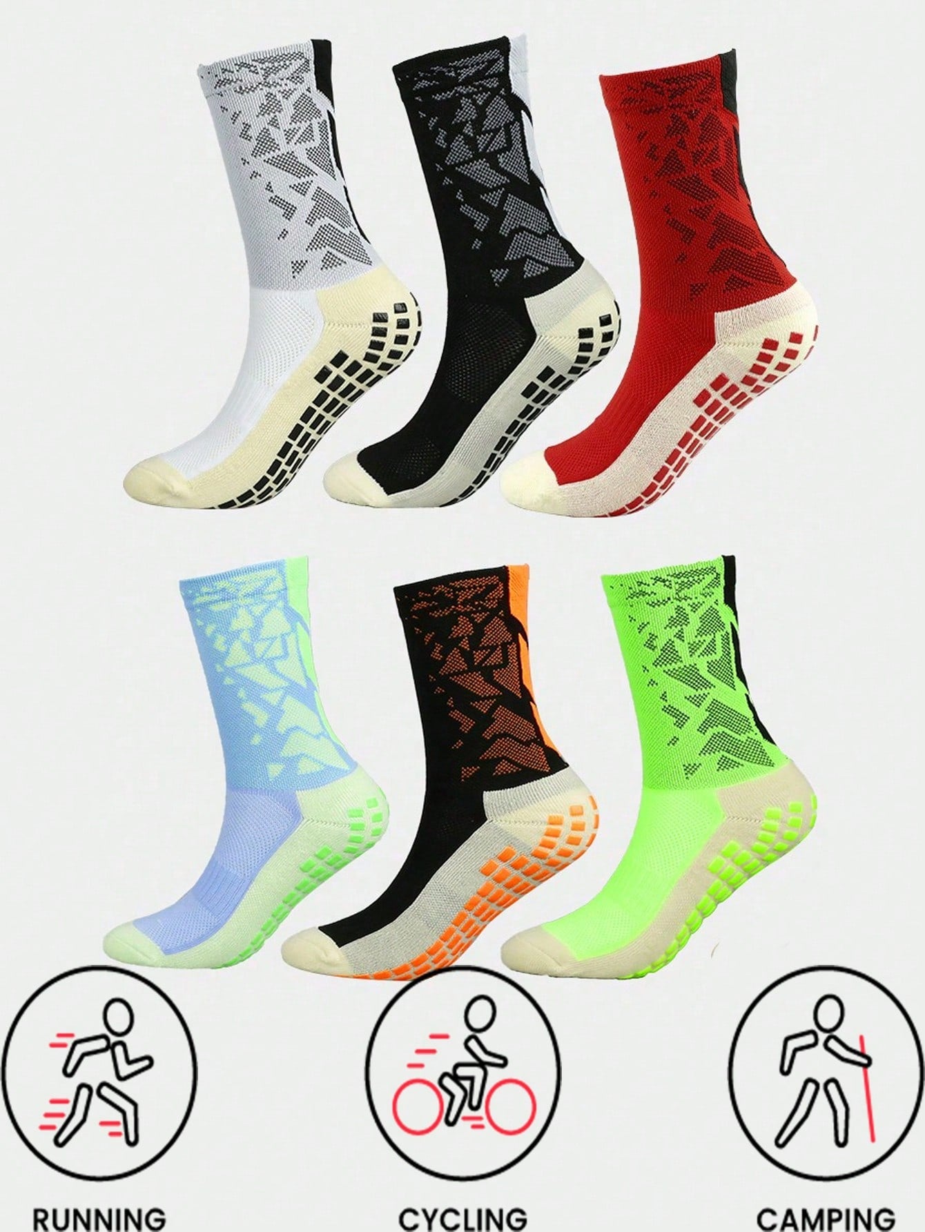 Sports Outdoor 1pair Men Sports Socks, Glue Dotted, Anti-Slip, Breathable, Sweat-Absorbent, Odor-Resistant, Mid-Calf