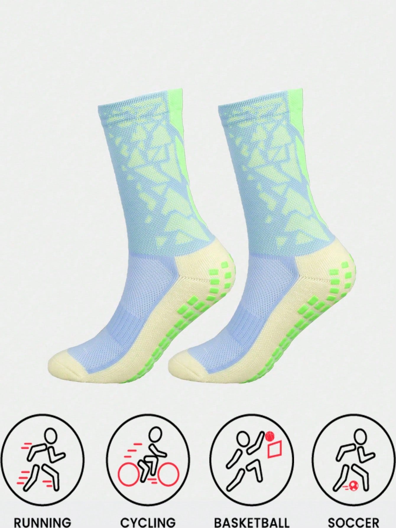 Sports Outdoor 1pair Men Sports Socks, Glue Dotted, Anti-Slip, Breathable, Sweat-Absorbent, Odor-Resistant, Mid-Calf