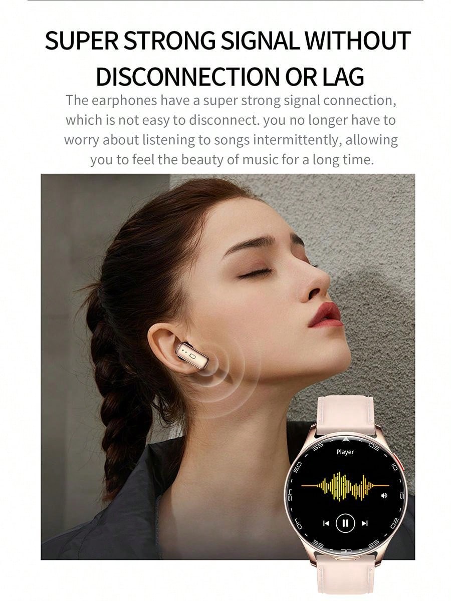 LinsonK 1pc Smart Watches For Women Men With Earbuds Bluetooth Call 1.39" HD Screen 2 In 1 Outdoor Smartwatch IP67 Waterproof Fitness Tracker With Heart Rate Sleep Monitor Pedometer For IOS Android