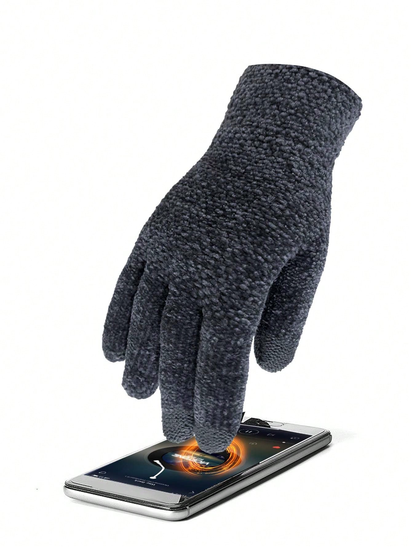 1 Pair Unisex Winter Gloves - Upgraded Touchscreen Finger Design, Warm Knitted Gloves For Cold Weather, Running, Driving - Fashionable Thick