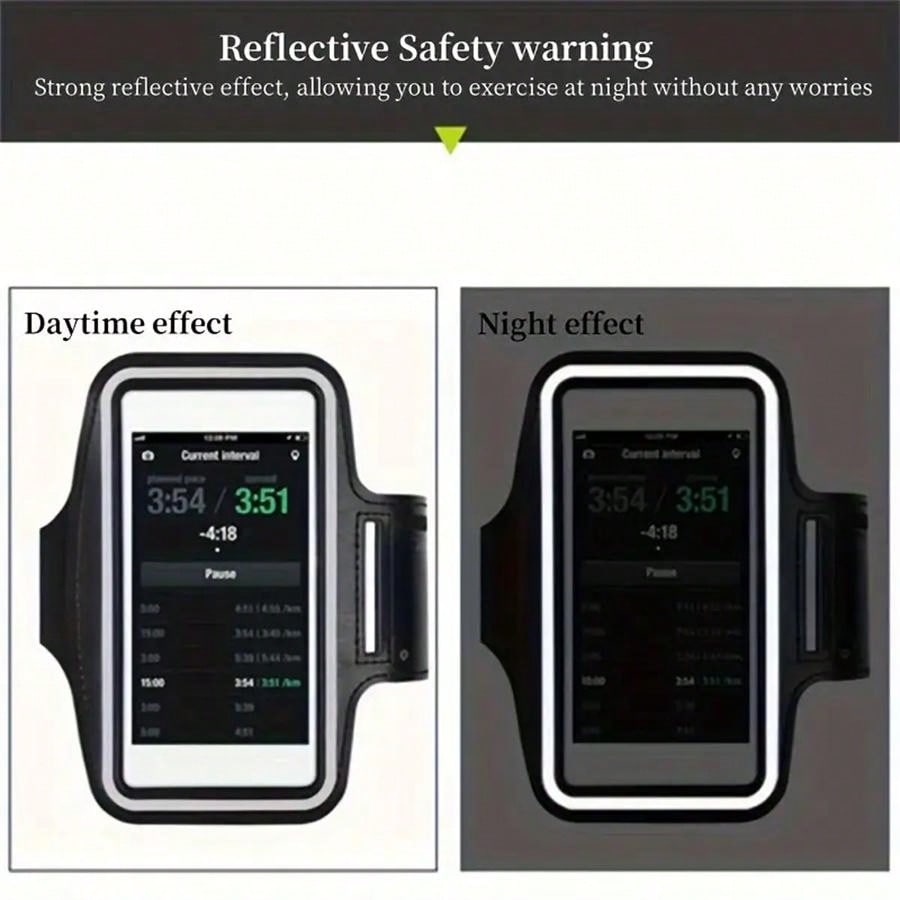 Black Fitness Running Phone Armband, Made Of Touch Screen PVC Material - Fits Up To 6 Inch Smartphones, Suitable For Outdoor Sports And Cycling