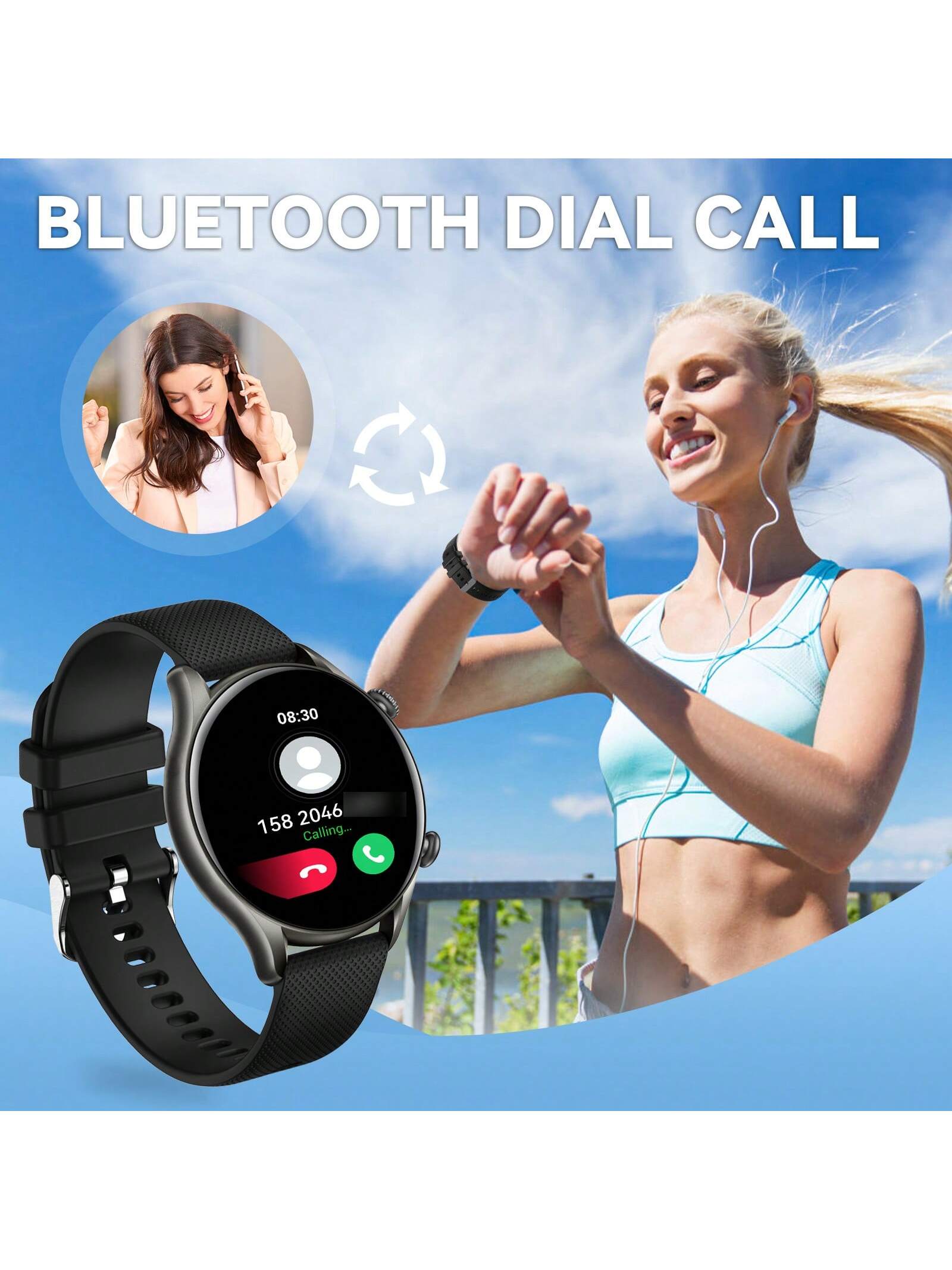 XAXRE Smart Watch For Men Women Bluetooth Dial Call Fitness Tracker 1.32" HD Full Touch Screen Heart Rate Sleep Monitor Activity Tracker IP67 Waterproof Smartwatch For Android Phones Compatible With IPhone