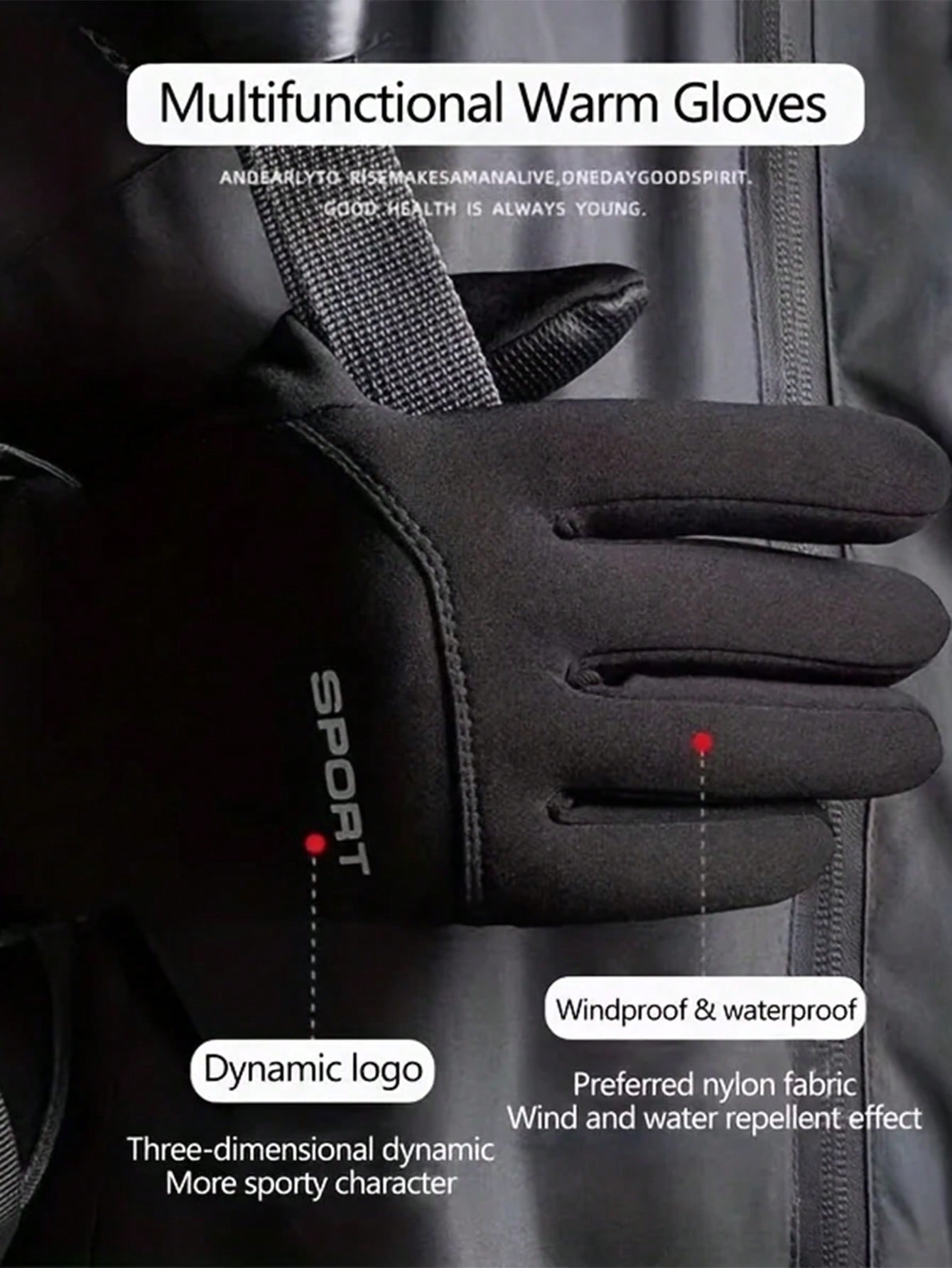 1 Pair Winter Waterproof Bike Gloves For Men