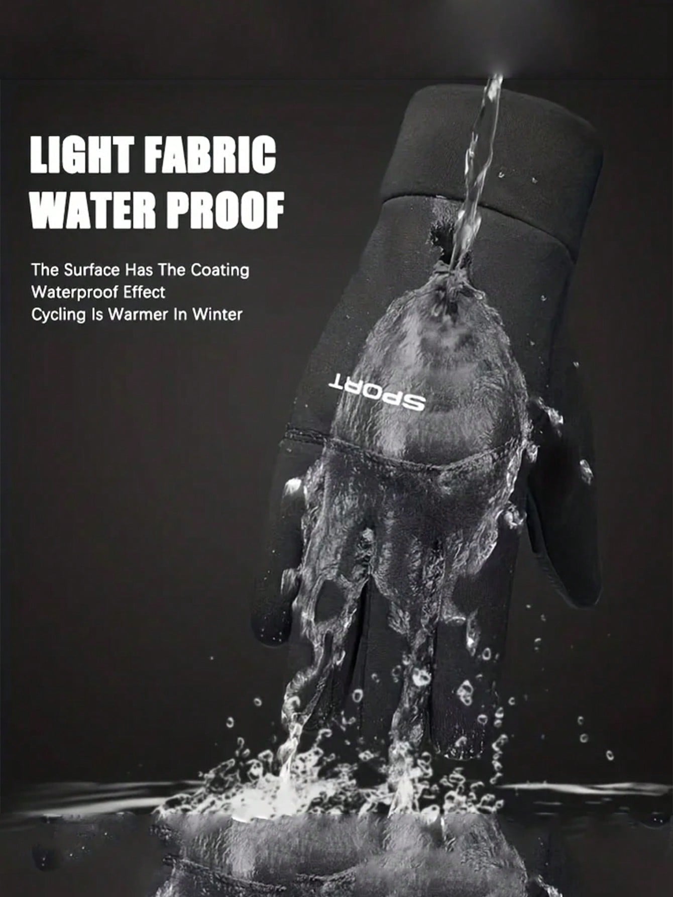 1 Pair Winter Waterproof Bike Gloves For Men