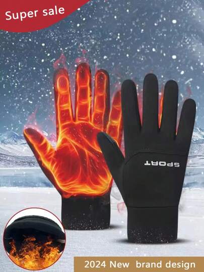 1 Pair Winter Waterproof Bike Gloves For Men