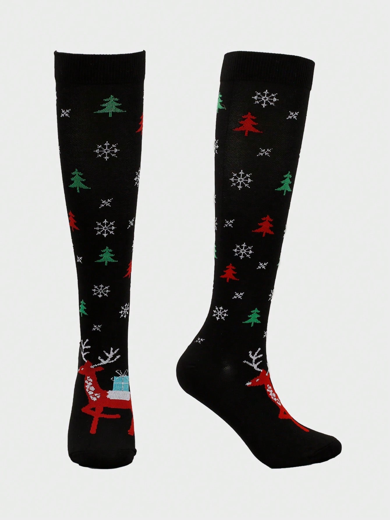 Unisex Christmas Pattern Athletic Compression Socks, Suitable For Running, Cycling And Hiking