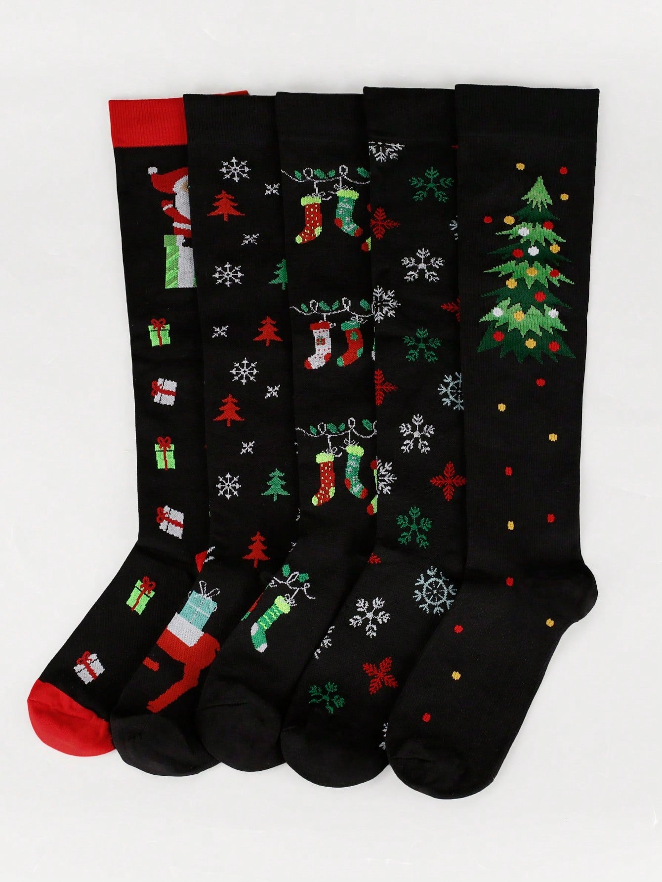 Unisex Christmas Pattern Athletic Compression Socks, Suitable For Running, Cycling And Hiking