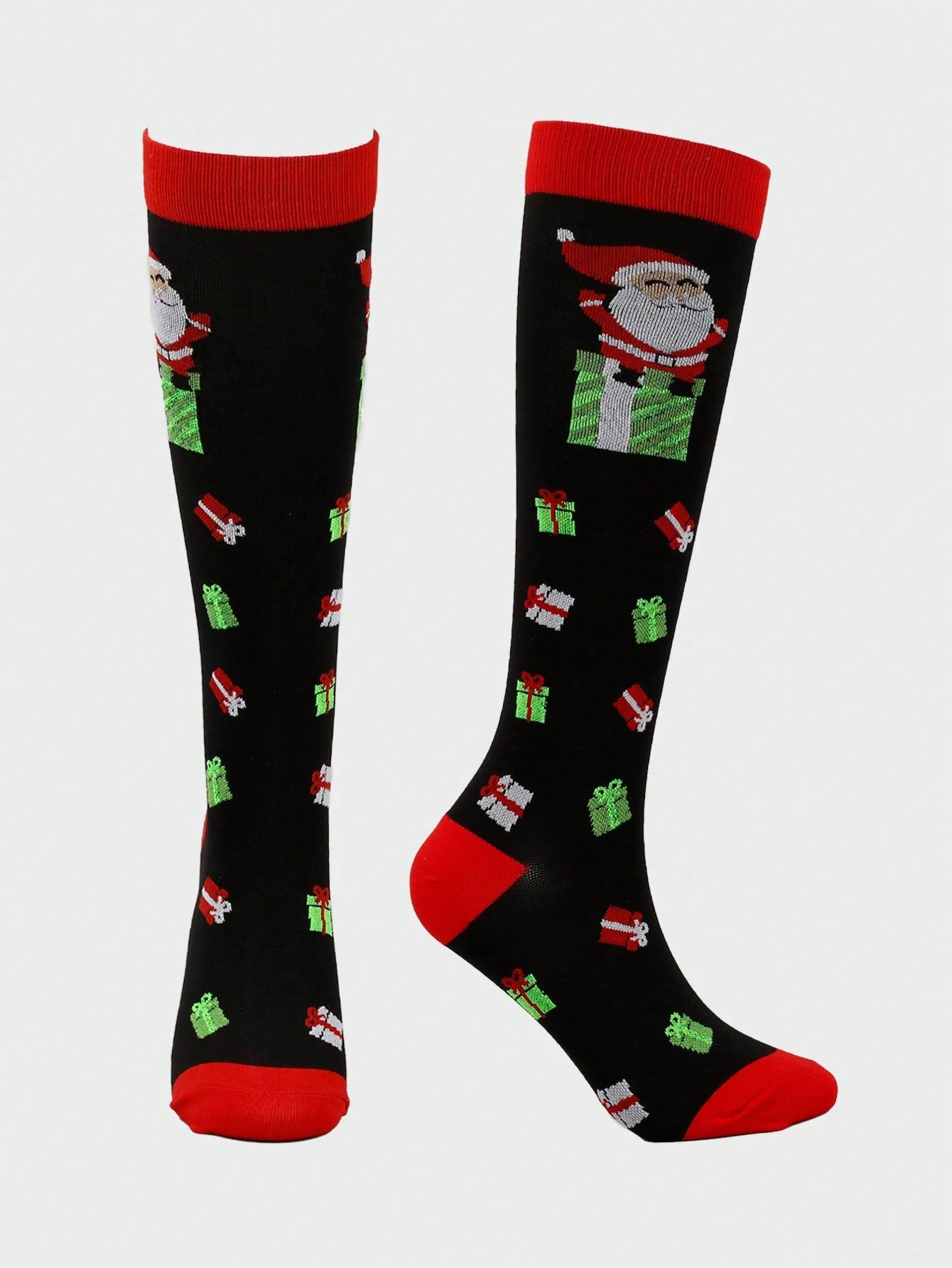 Unisex Christmas Pattern Athletic Compression Socks, Suitable For Running, Cycling And Hiking