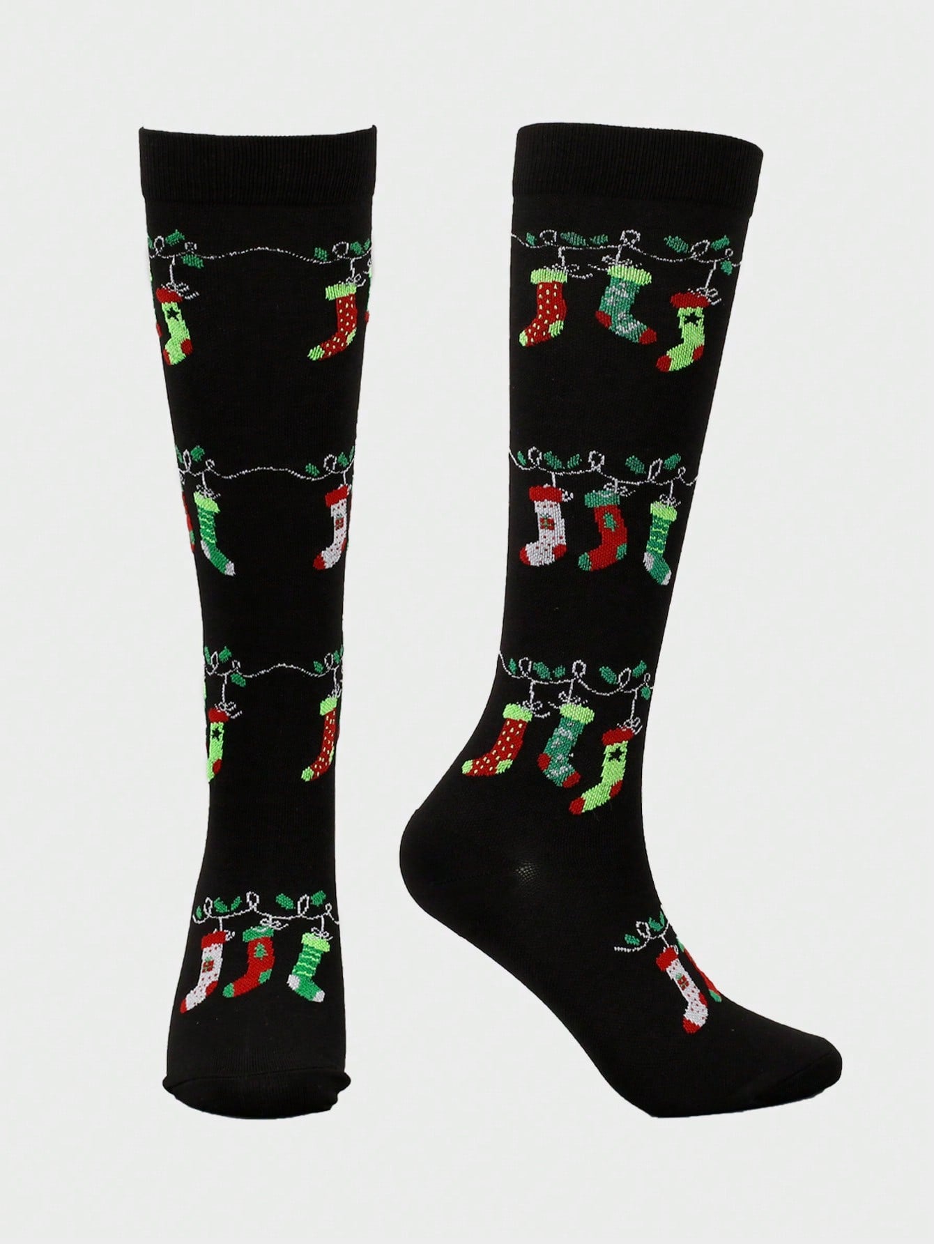 Unisex Christmas Pattern Athletic Compression Socks, Suitable For Running, Cycling And Hiking
