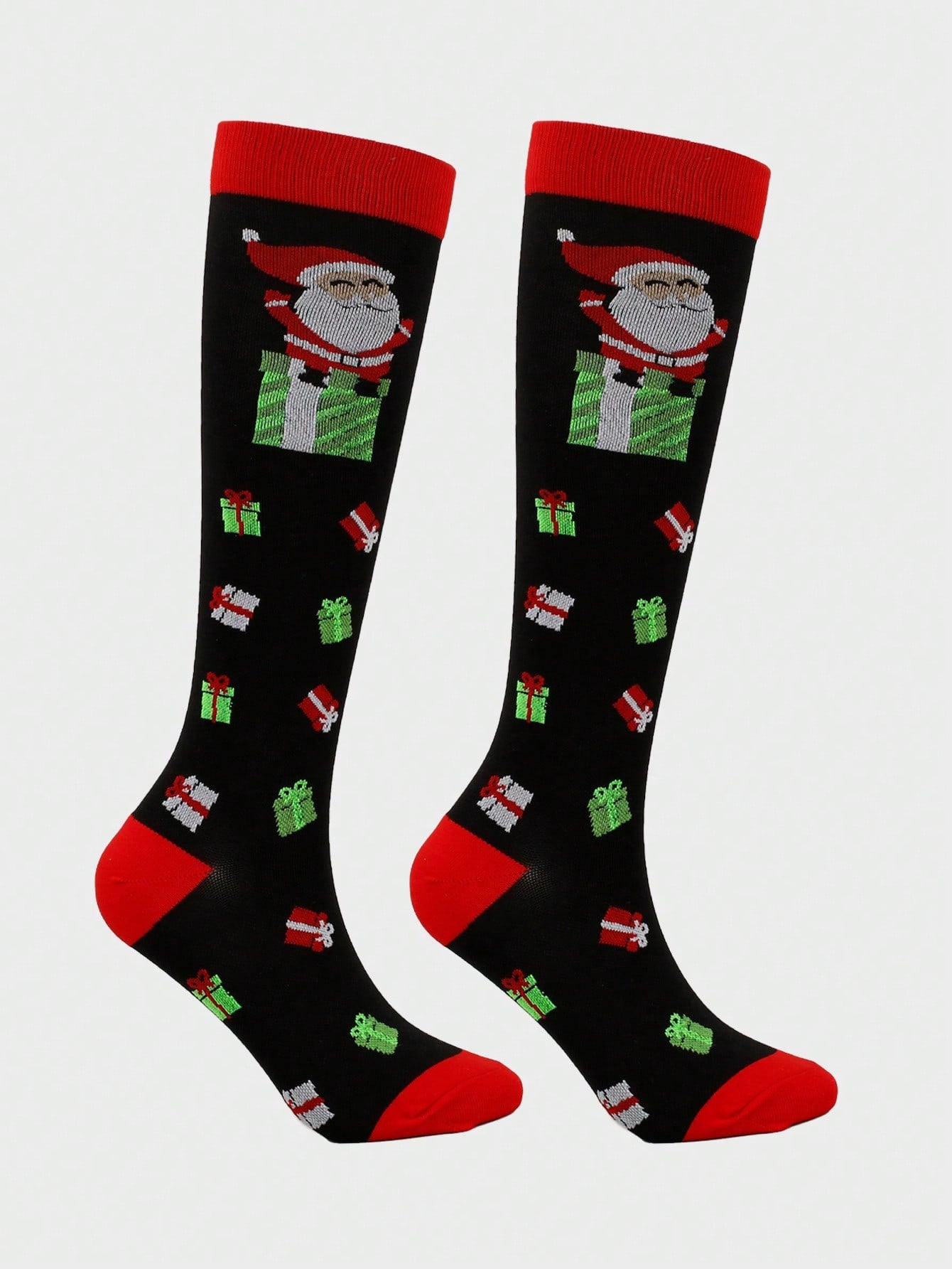 Unisex Christmas Pattern Athletic Compression Socks, Suitable For Running, Cycling And Hiking