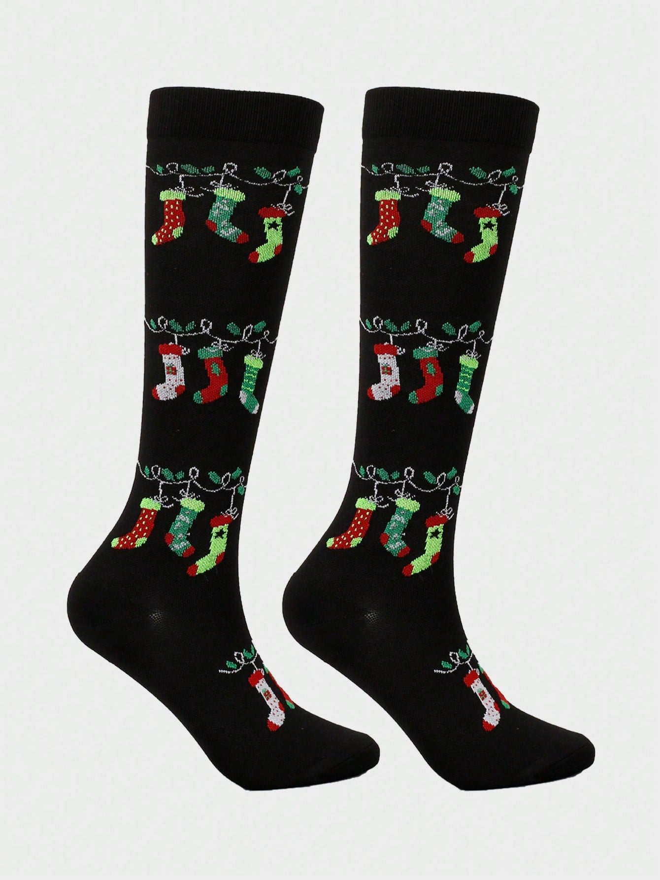 Unisex Christmas Pattern Athletic Compression Socks, Suitable For Running, Cycling And Hiking