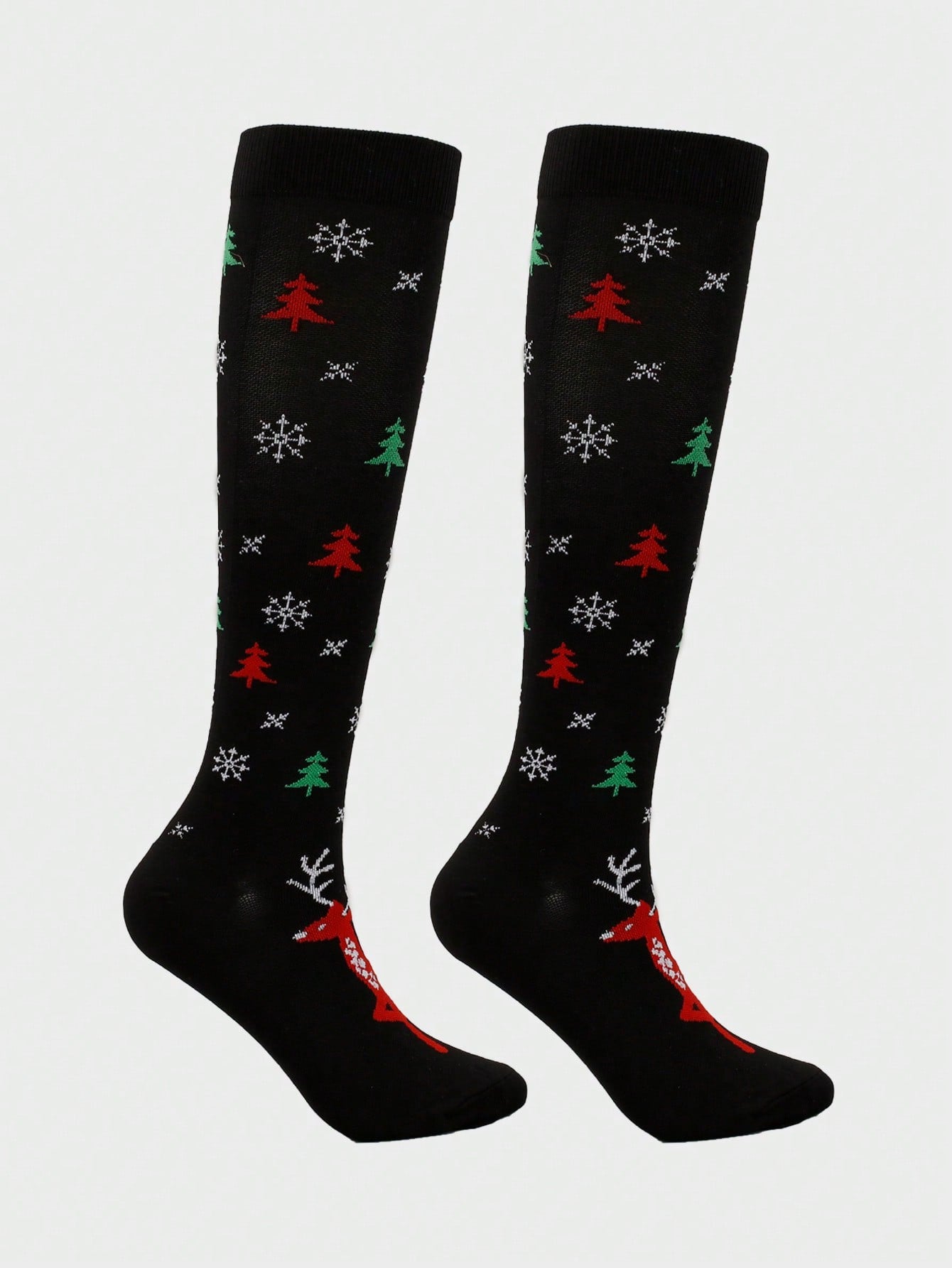 Unisex Christmas Pattern Athletic Compression Socks, Suitable For Running, Cycling And Hiking