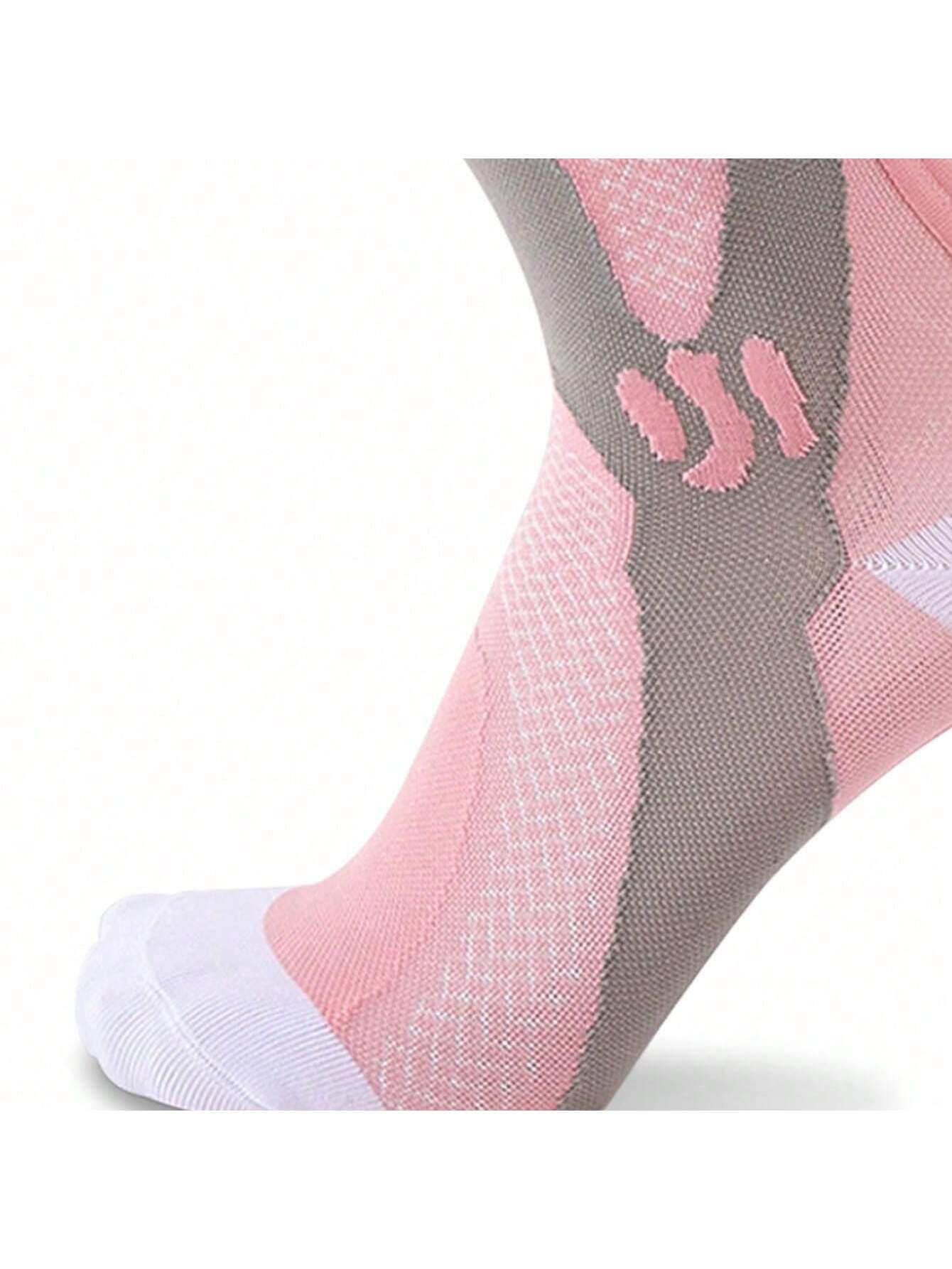1 Pair Women Long Compression Socks, Multiple Colors, Outdoor, Marathon, Football, Sports, Running, Hiking, Leg Sleeves