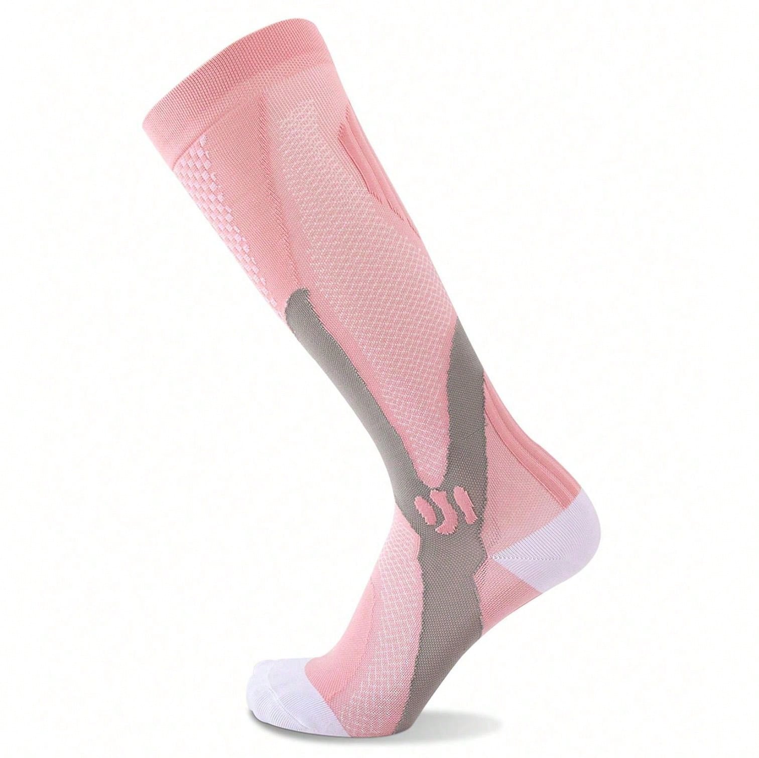 1 Pair Women Long Compression Socks, Multiple Colors, Outdoor, Marathon, Football, Sports, Running, Hiking, Leg Sleeves