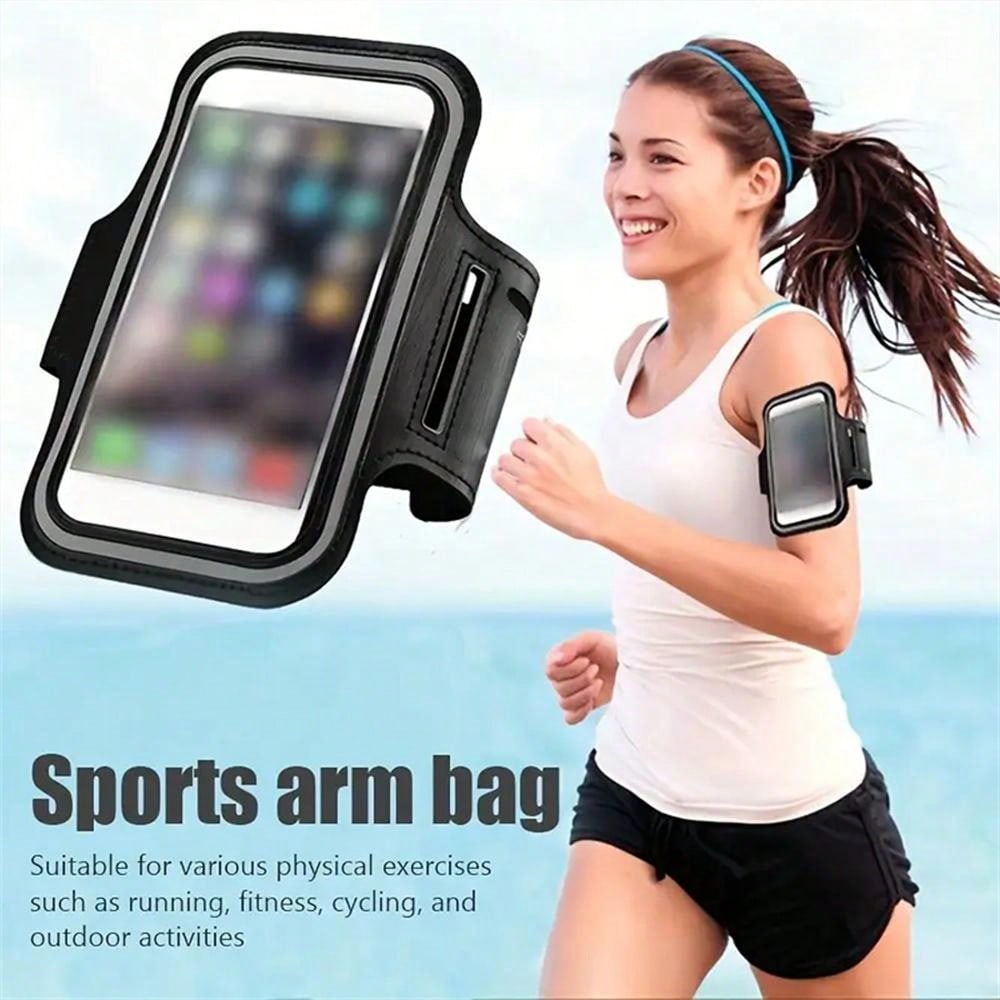 Black Fitness Running Phone Armband, Made Of Touch Screen PVC Material - Fits Up To 6 Inch Smartphones, Suitable For Outdoor Sports And Cycling