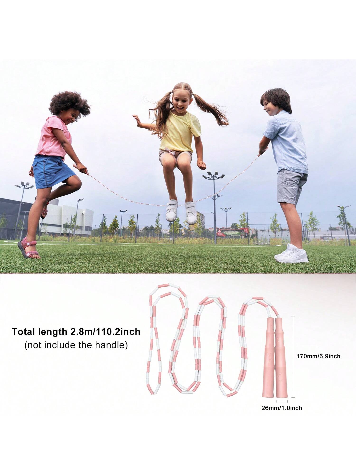 2Pack Beaded Sports Jump Rope 110.2 "- Split Jump Rope - Durable Shatterproof Outdoor Beads - Lightweight And Easy To Wrap Workout Training - Easy To Adjust Fitness Jump Rope